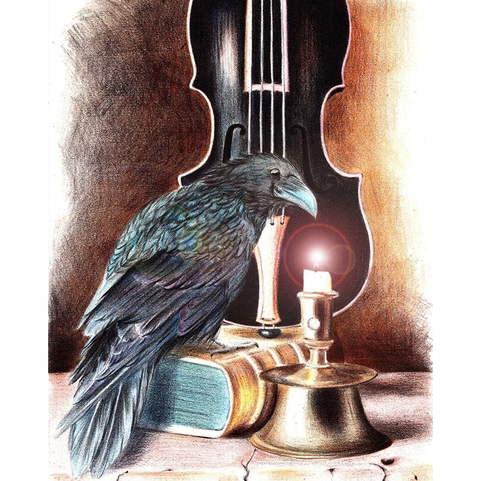 Raven & Violin | Diamond Painting Design - Full Drill Diamond Art with 5d Square or Round Diamonds - AB Drills Available