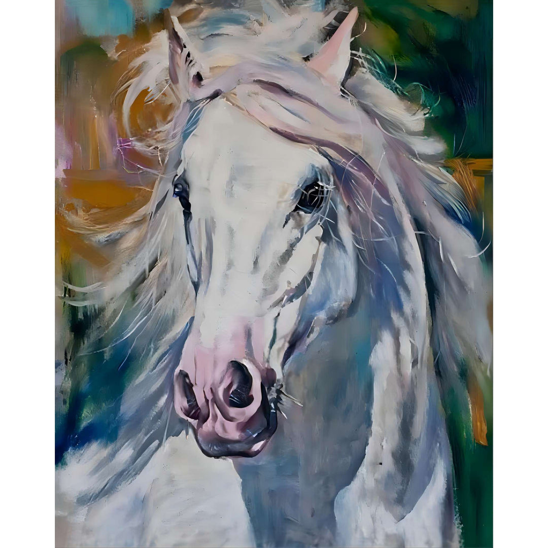 White Horse Portrait | Diamond Painting