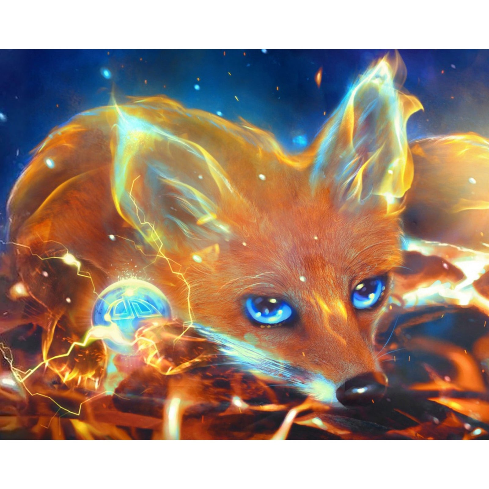 Fluorescent Fox | Diamond Painting Design - Full Drill Diamond Art with 5d Square or Round Diamonds - AB Drills Available