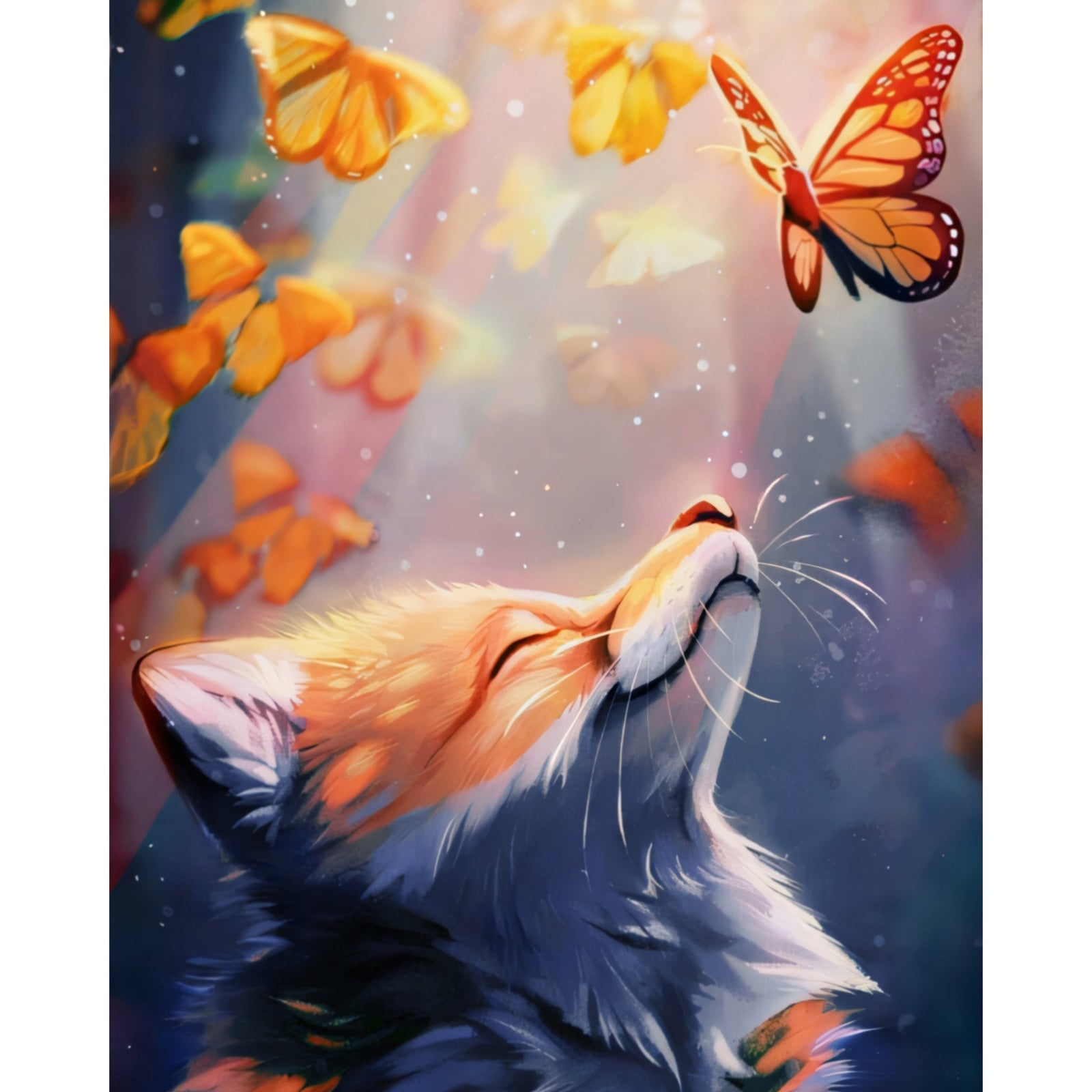 Fox & Butterfly | Diamond Painting Design - Full Drill Diamond Art with 5d Square or Round Diamonds - AB Drills Available