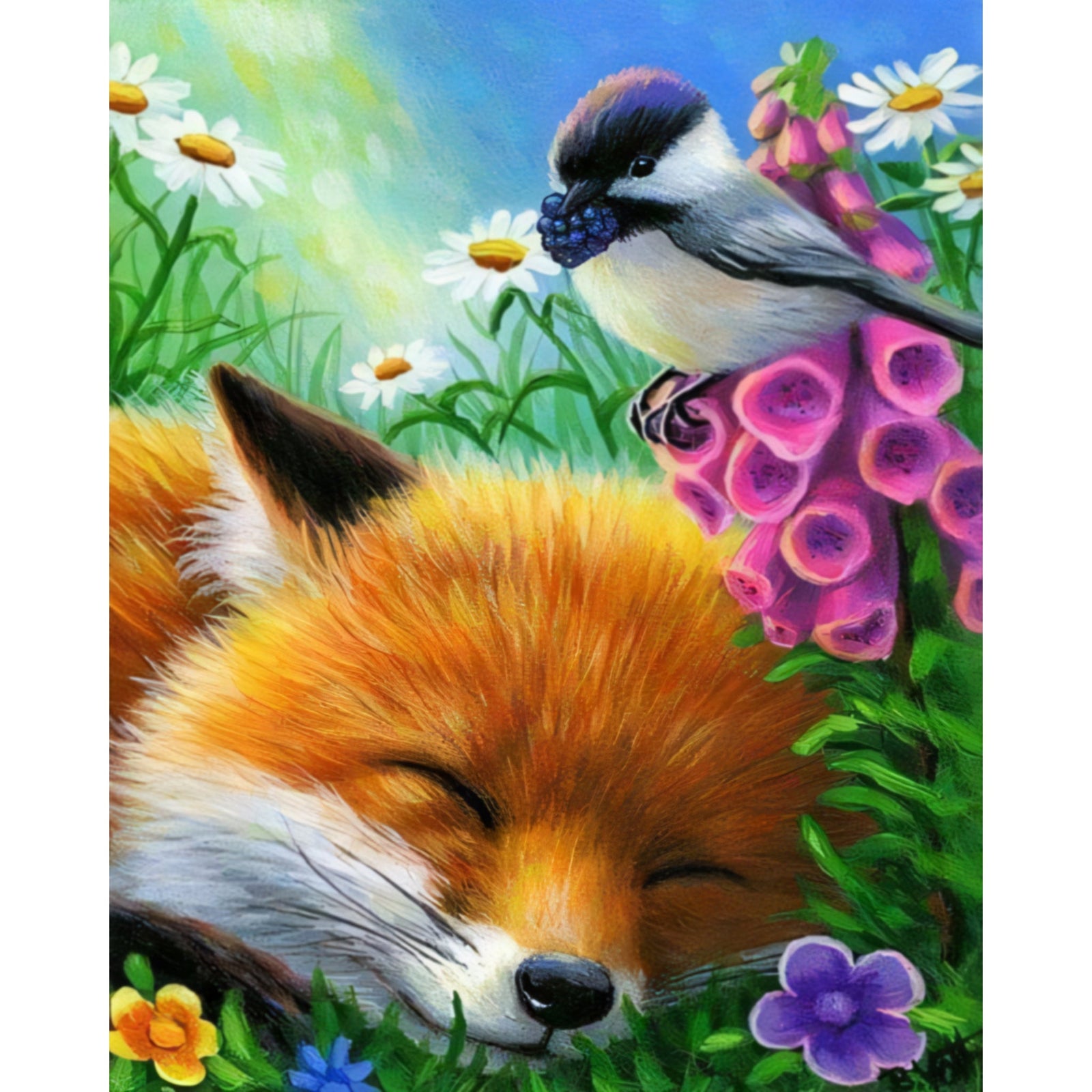 Lovely Fox and Bird | Diamond Painting Design - Full Drill Diamond Art with 5d Square or Round Diamonds - AB Drills Available