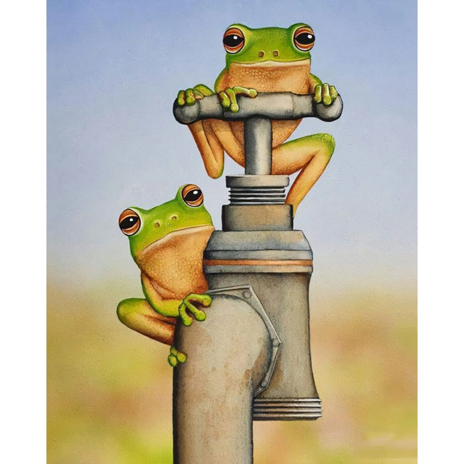 Frogs On Tap | Diamond Painting Design - Full Drill Diamond Art with 5d Square or Round Diamonds - AB Drills Available