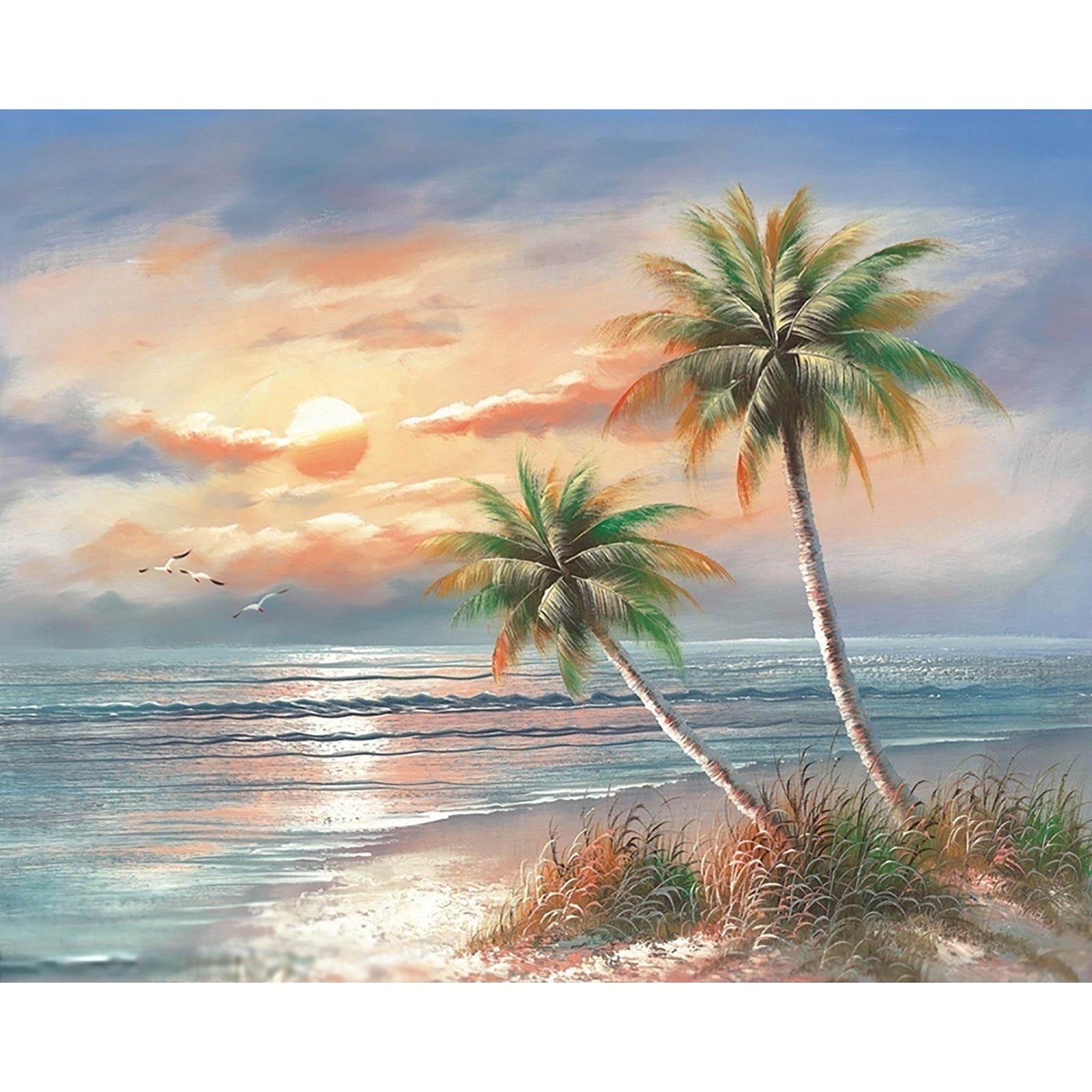 Coconut Trees on Beach | Diamond Painting Design - Full Drill Diamond Art with 5d Square or Round Diamonds - AB Drills Available