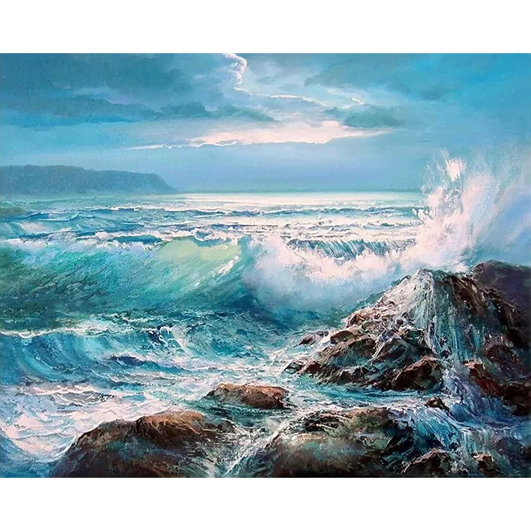 Waves Crashing on Rocks | Diamond Painting