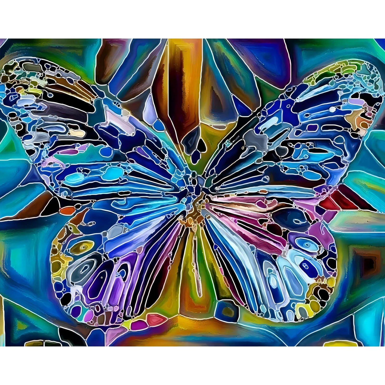 Multicolored Psychedelic Butterfly | Diamond Painting Design - Full Drill Diamond Art with 5d Square or Round Diamonds - AB Drills Available