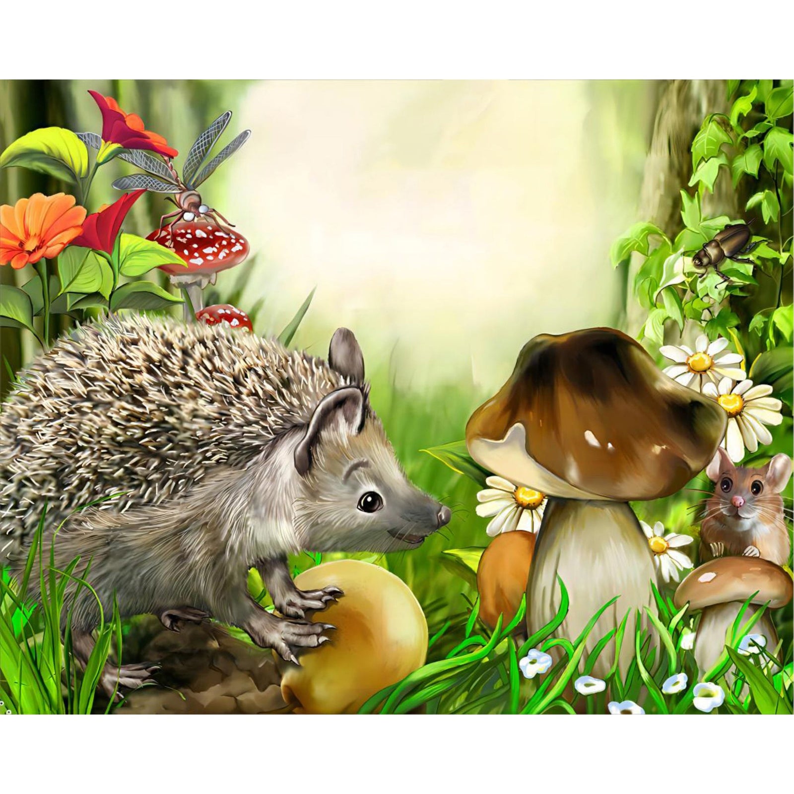 Hedgehog and Wood Mouse | Diamond Painting Design - Full Drill Diamond Art with 5d Square or Round Diamonds - AB Drills Available