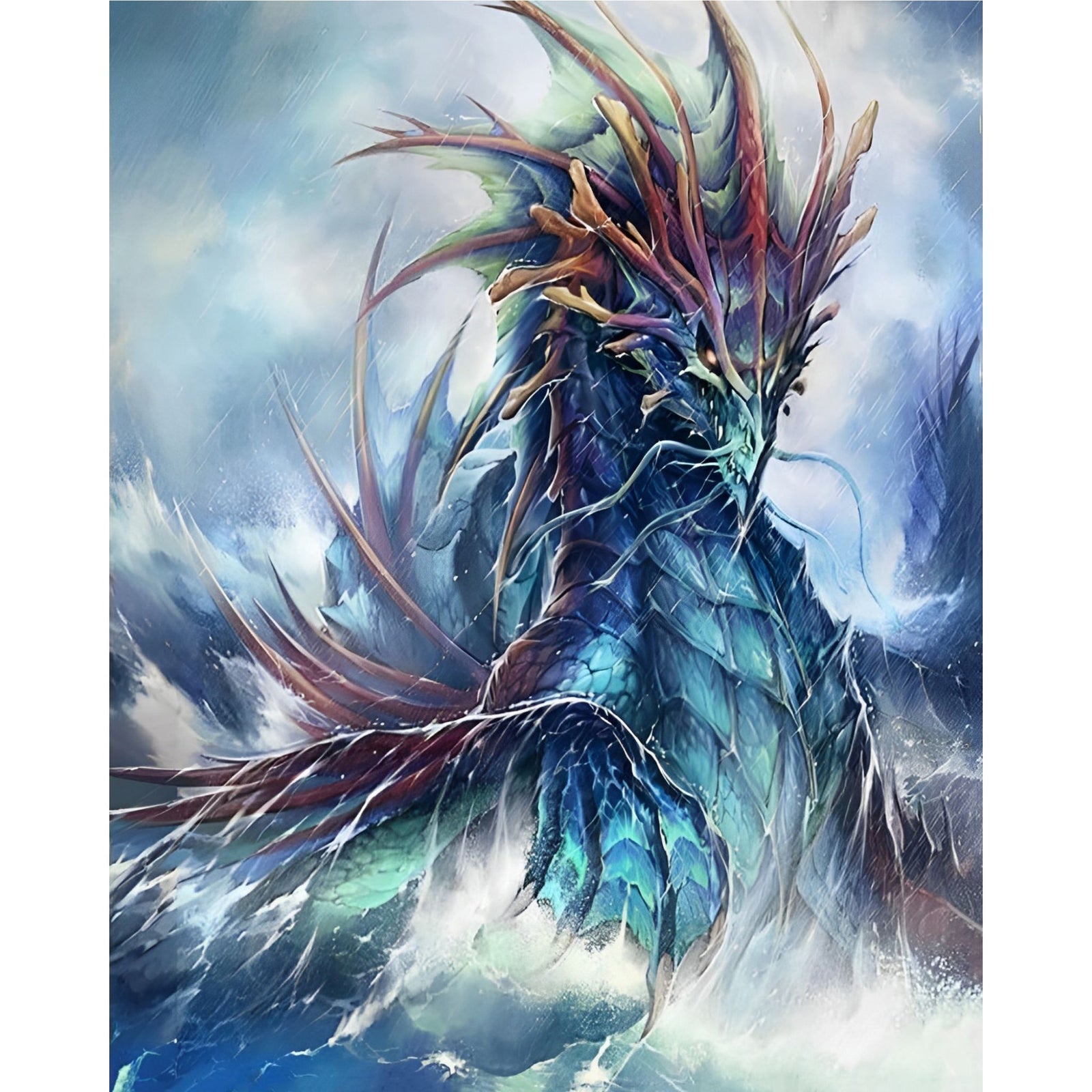 Magic Cool Dragon On The Sea | Diamond Painting Design - Full Drill Diamond Art with 5d Square or Round Diamonds - AB Drills Available