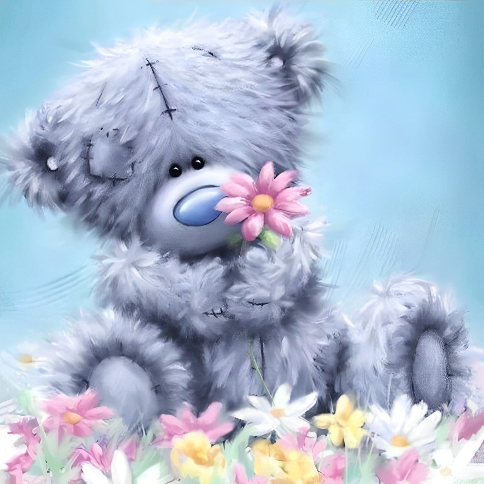 Cartoon Cute Bear Flowers | Diamond Painting Design - Full Drill Diamond Art with 5d Square or Round Diamonds - AB Drills Available