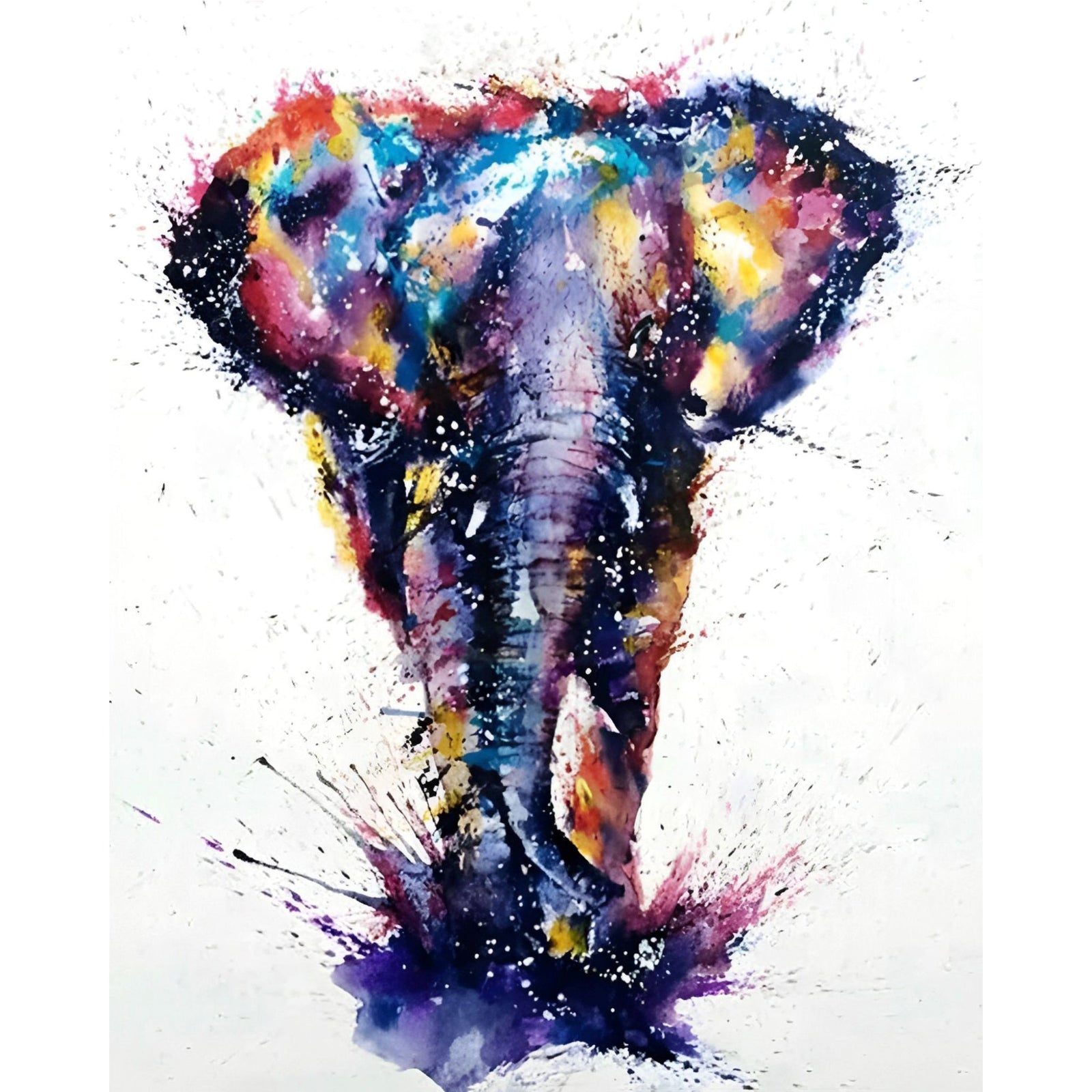 Watercolor Elephant | Diamond Painting Design - Full Drill Diamond Art with 5d Square or Round Diamonds - AB Drills Available