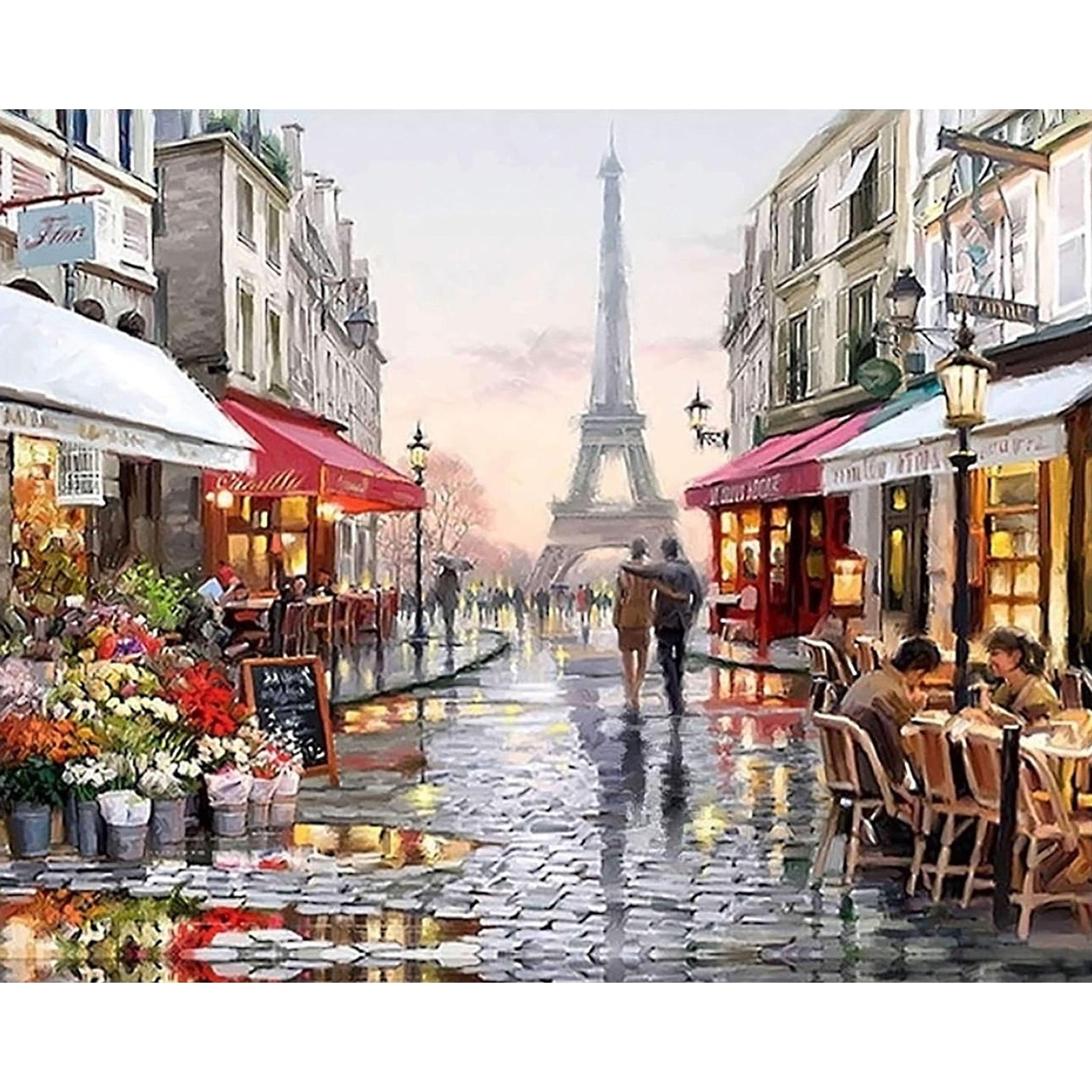 Eiffel Tower Street | Diamond Painting Design - Full Drill Diamond Art with 5d Square or Round Diamonds - AB Drills Available