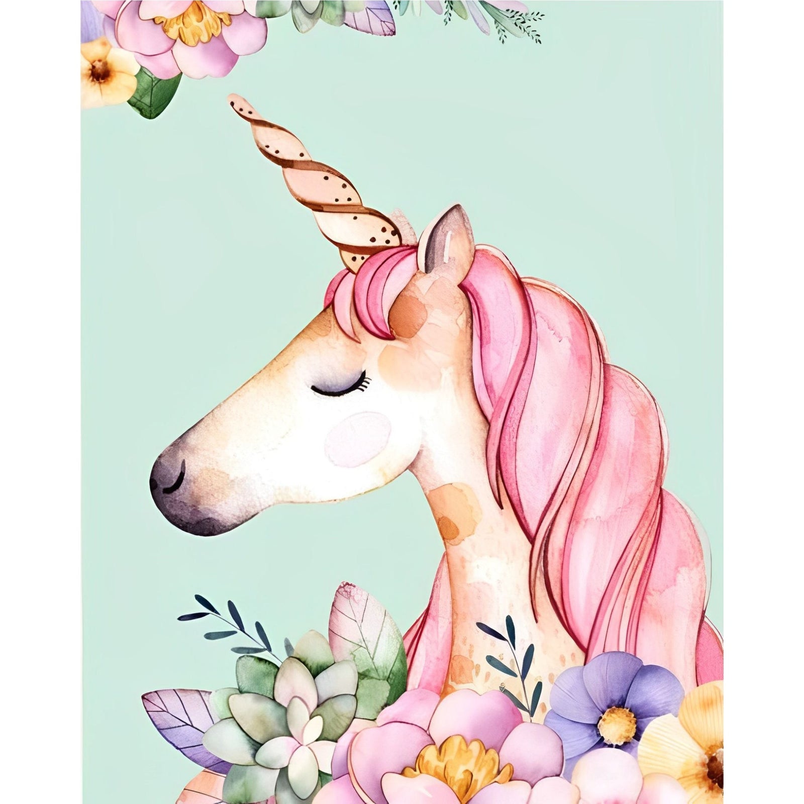 Colorful Cartoon Flower Unicorn | Diamond Painting Design - Full Drill Diamond Art with 5d Square or Round Diamonds - AB Drills Available