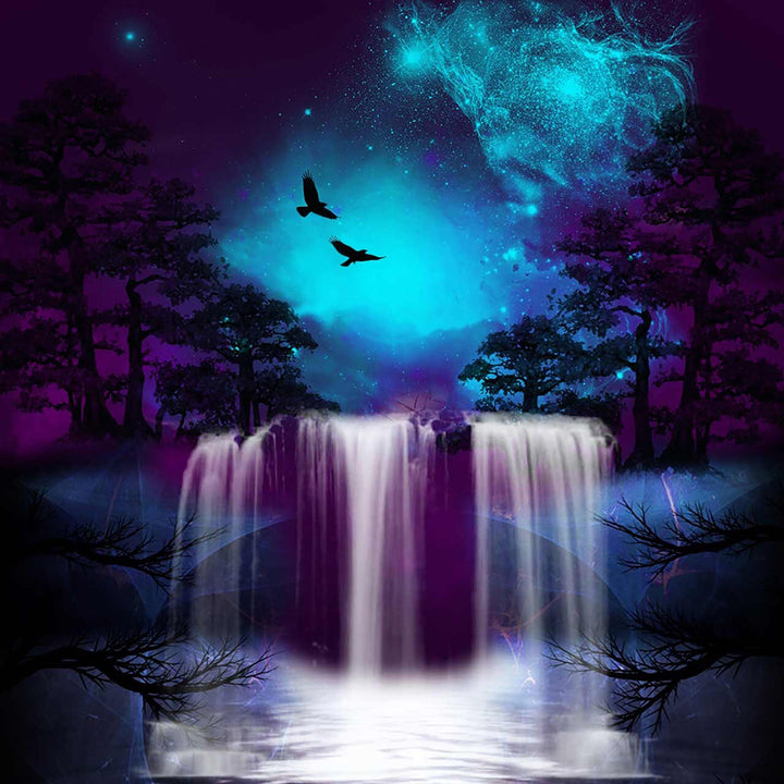 Fantastic Night Butterfly Waterfall | Diamond Painting