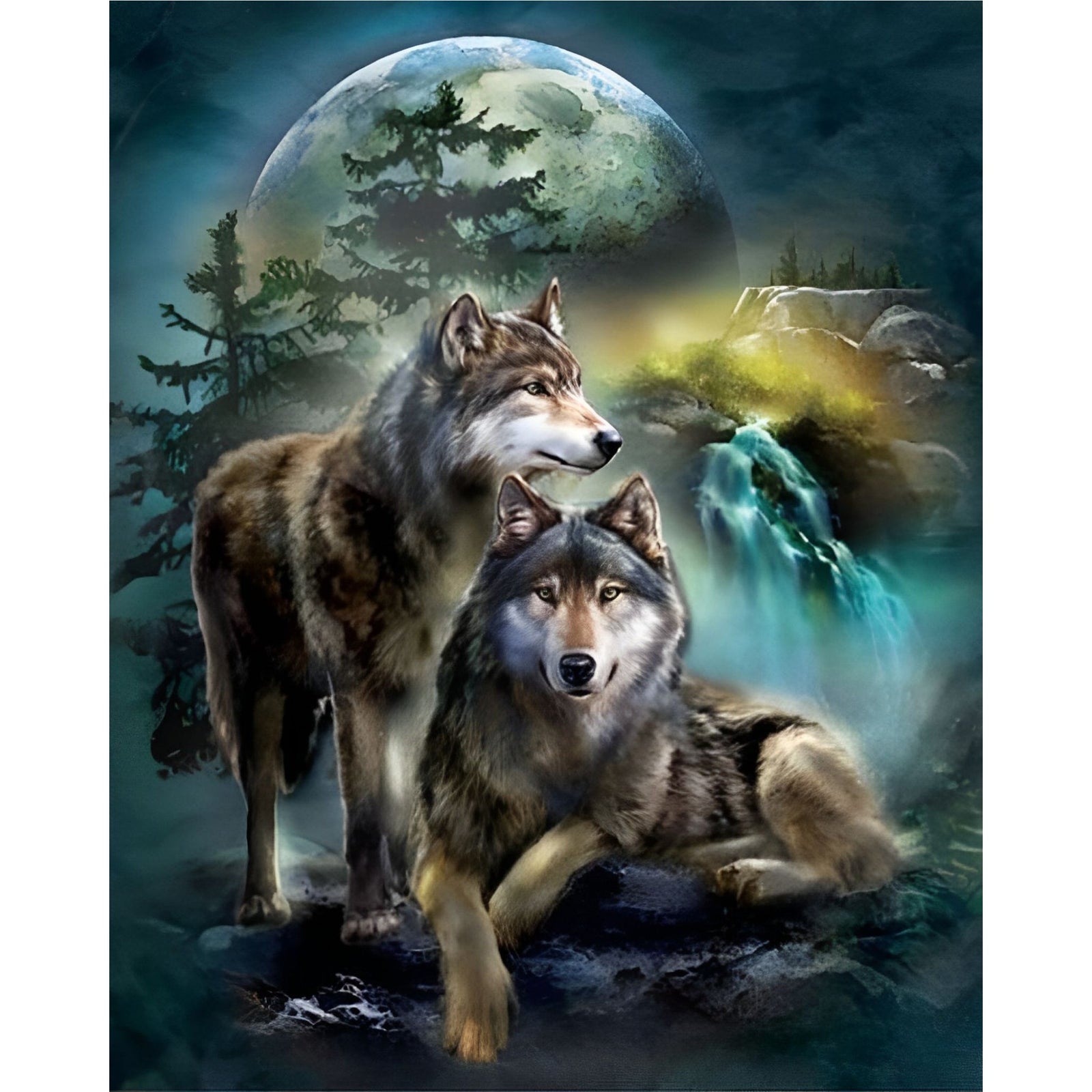 Moon Cool Wolf | Diamond Painting Design - Full Drill Diamond Art with 5d Square or Round Diamonds - AB Drills Available