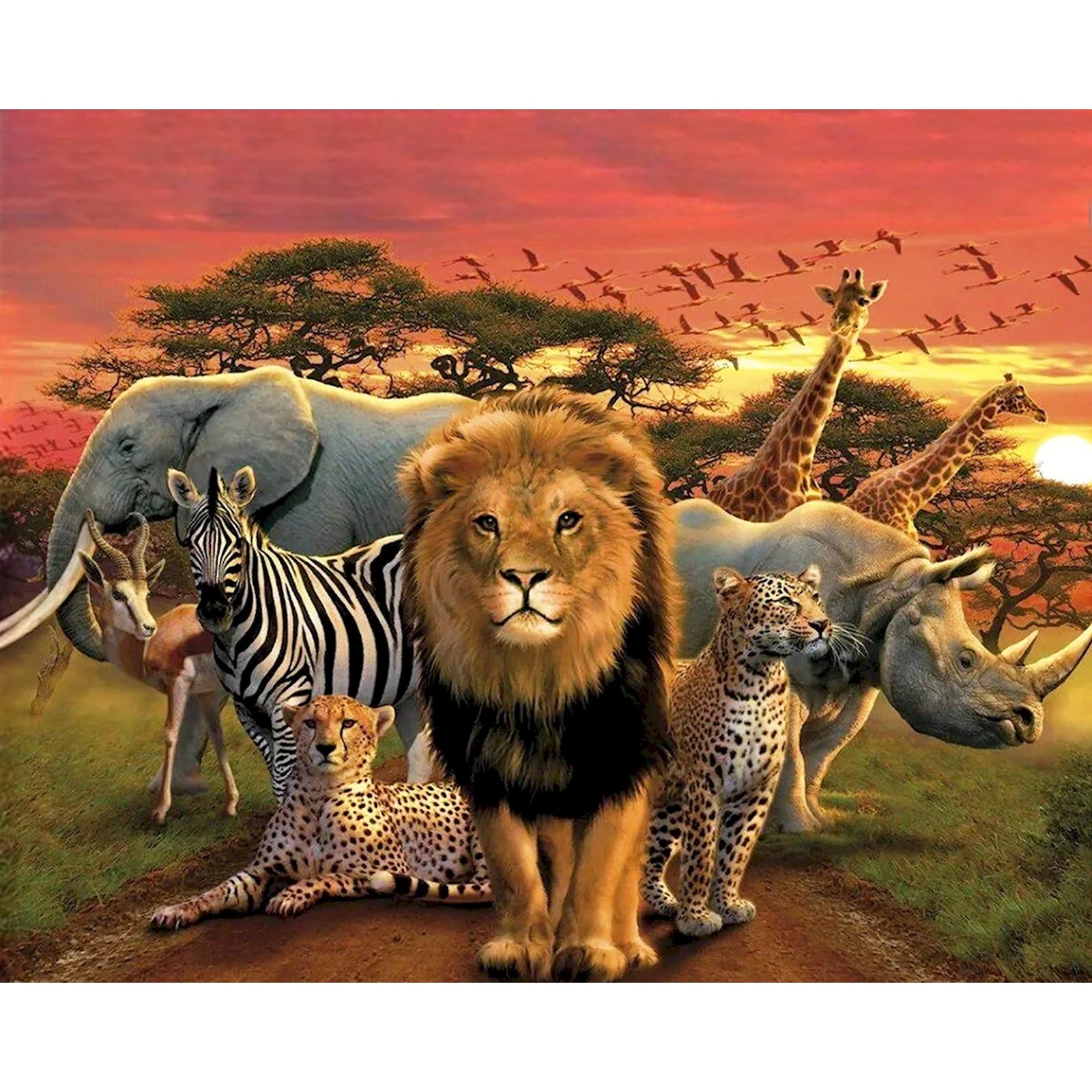 Amaizng Safari Wildlife Sunset | Diamond Painting Design - Full Drill Diamond Art with 5d Square or Round Diamonds - AB Drills Available