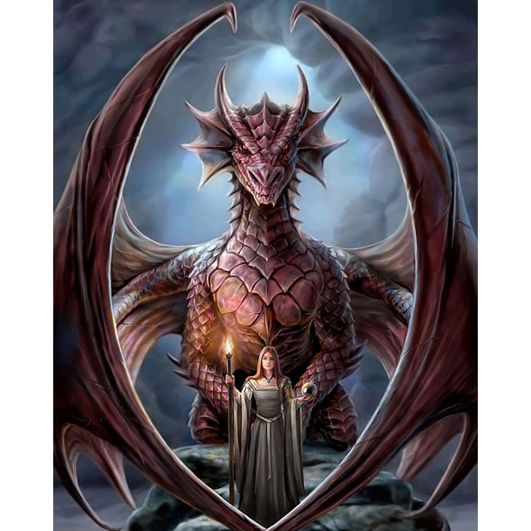 Magic Beauty And Red Dragon | Diamond Painting