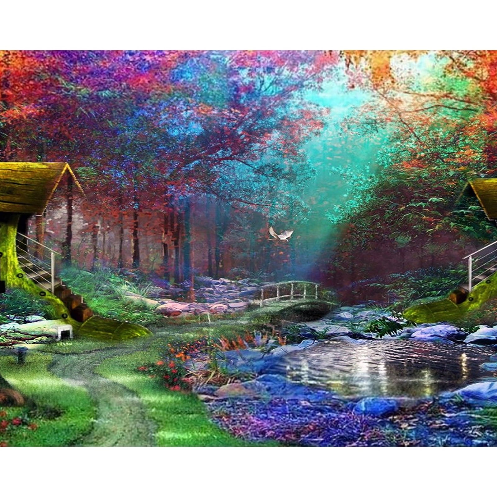 Dream Landscape Nature Forest Cottage | Diamond Painting Design - Full Drill Diamond Art with 5d Square or Round Diamonds - AB Drills Available