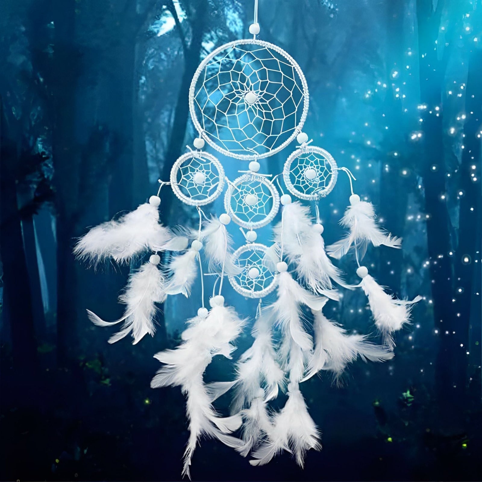 Dream Catcher White Feathers | Diamond Painting Design - Full Drill Diamond Art with 5d Square or Round Diamonds - AB Drills Available