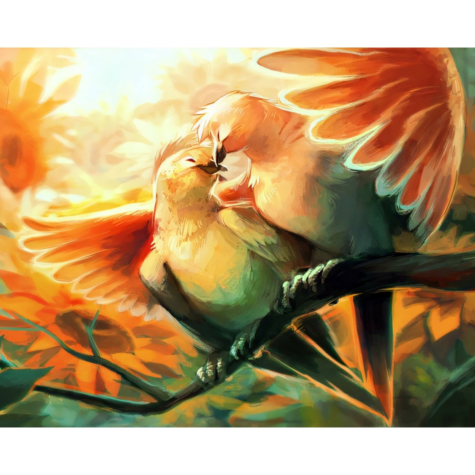 Bird couple | Diamond Painting Design - Full Drill Diamond Art with 5d Square or Round Diamonds - AB Drills Available