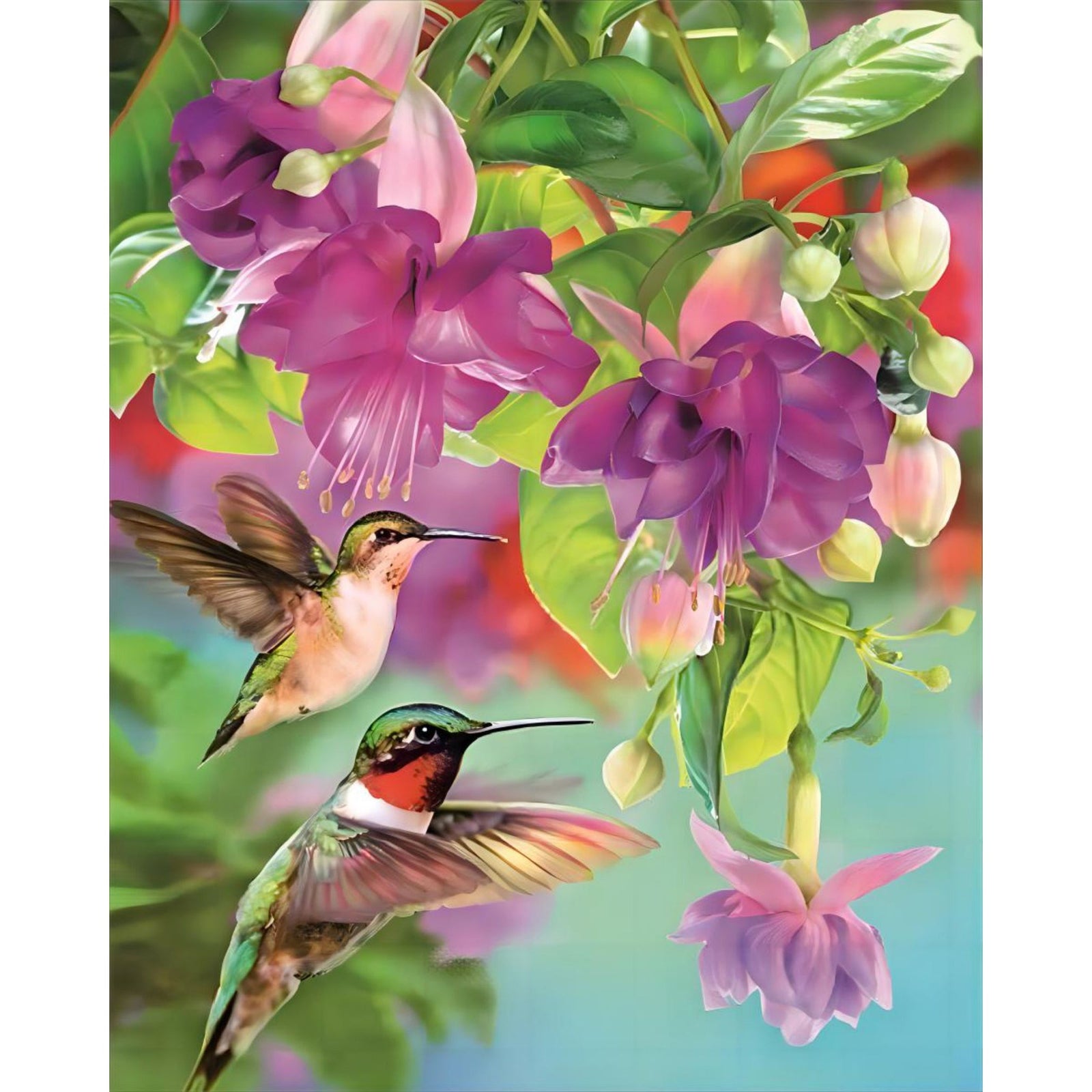 Hummingbird and Flowers | Diamond Painting Design - Full Drill Diamond Art with 5d Square or Round Diamonds - AB Drills Available