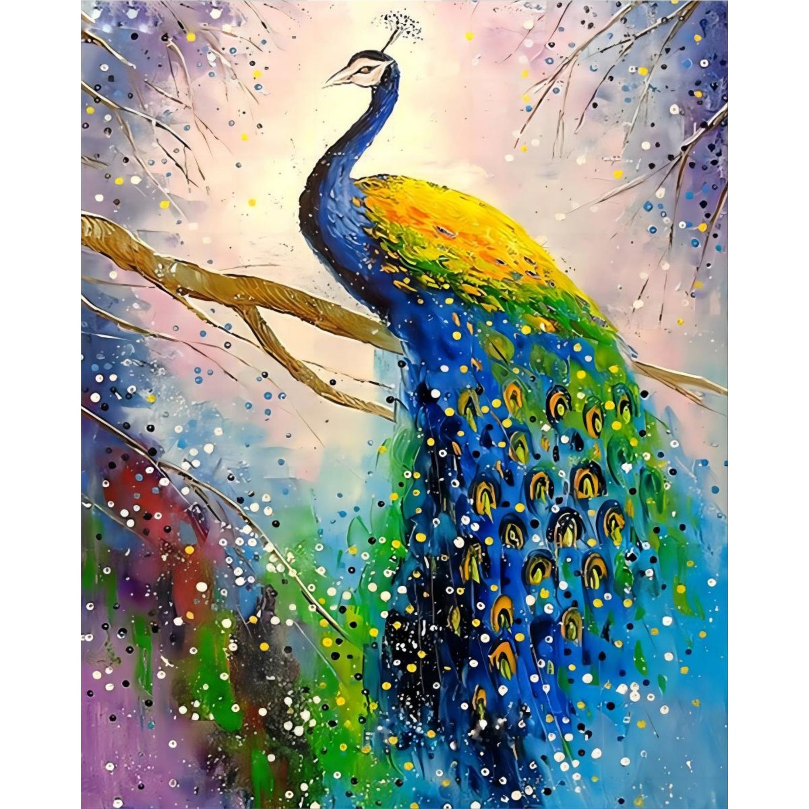 Colorful Peacock | Diamond Painting Design - Full Drill Diamond Art with 5d Square or Round Diamonds - AB Drills Available