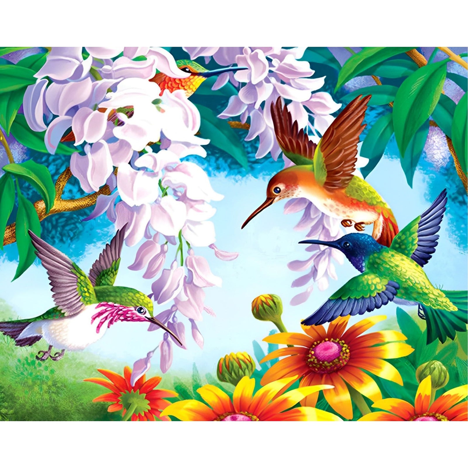 Hummingbird Flowers | Diamond Painting Design - Full Drill Diamond Art with 5d Square or Round Diamonds - AB Drills Available