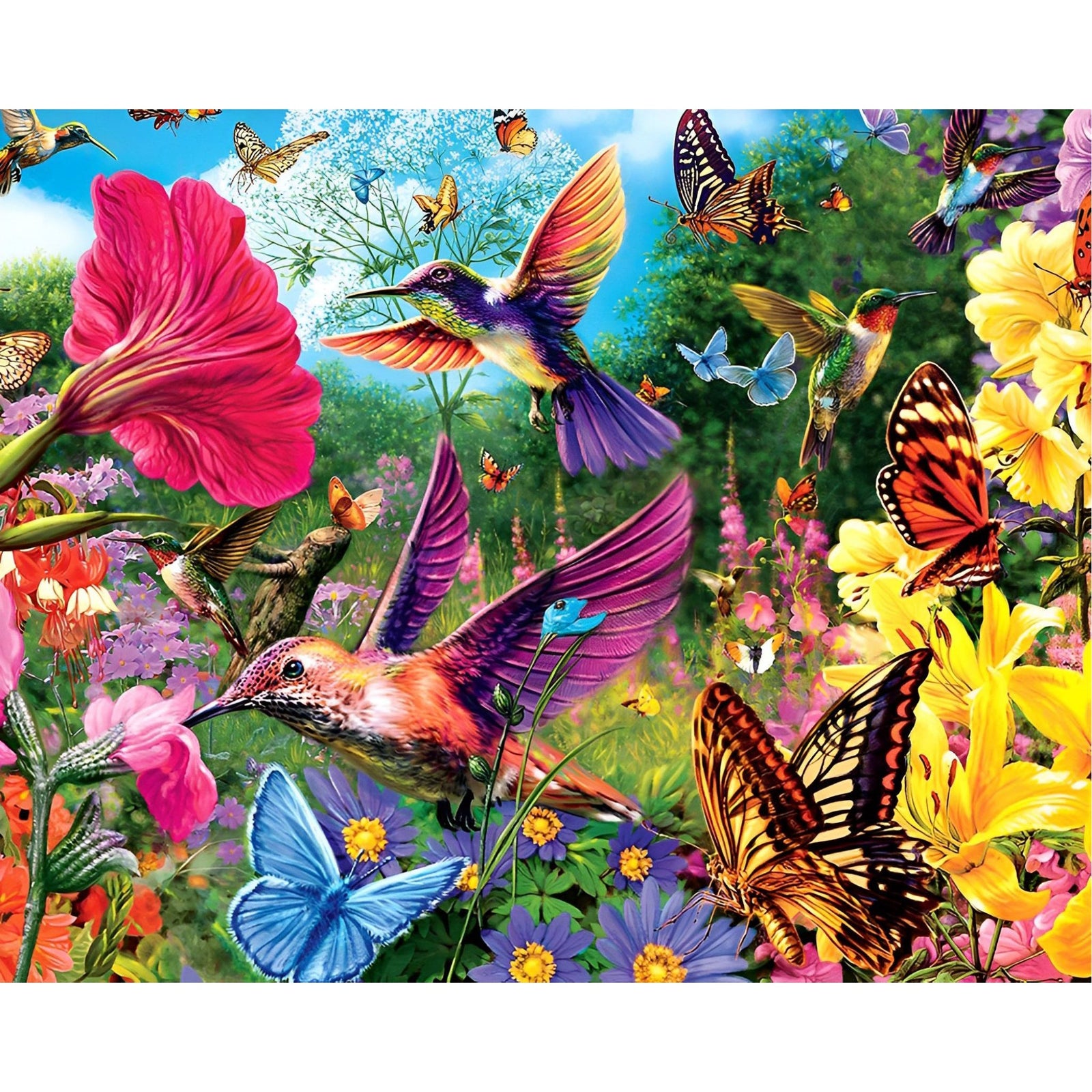 Hummingbirds And Butterflies Flutter | Diamond Painting Design - Full Drill Diamond Art with 5d Square or Round Diamonds - AB Drills Available