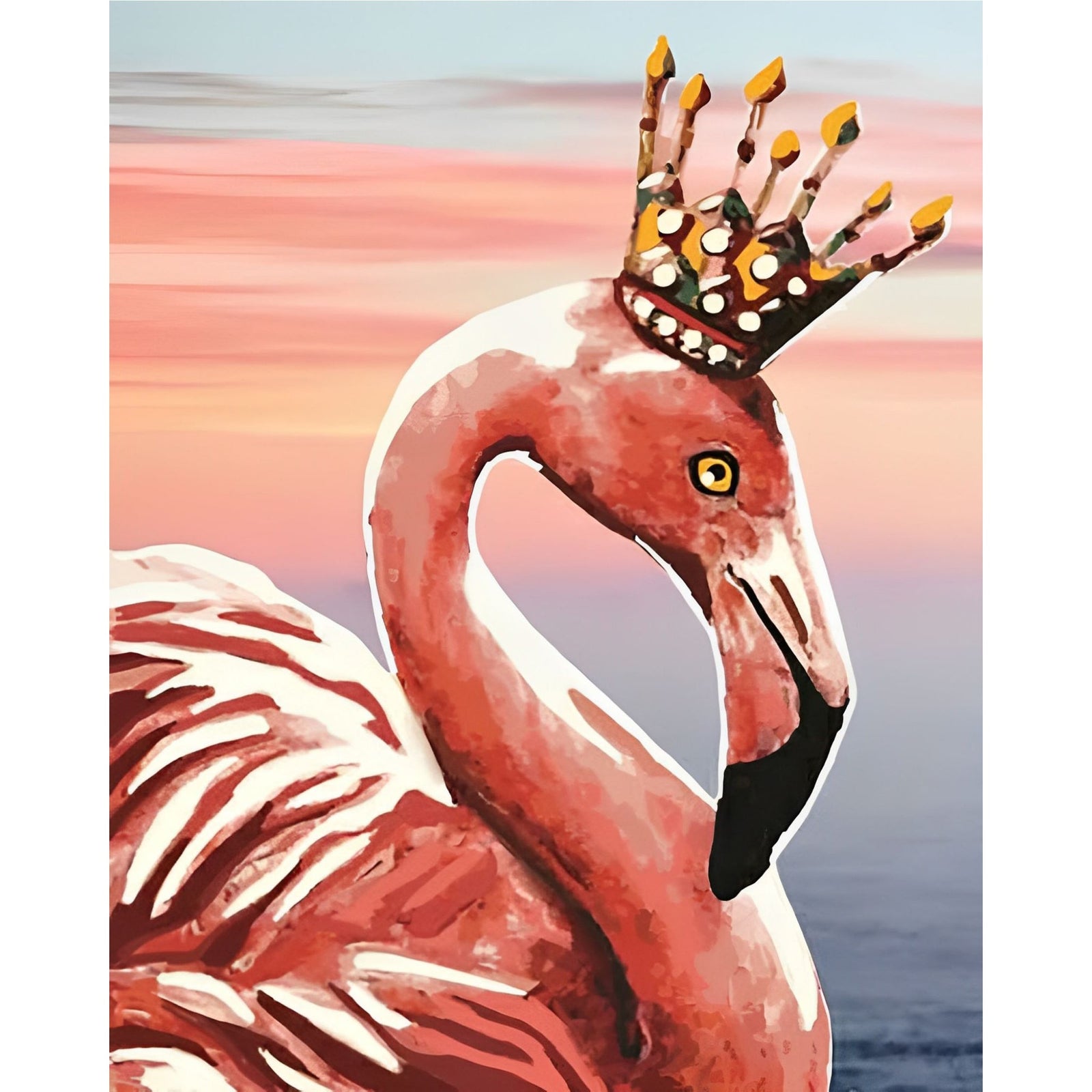 Crowned Flamingos | Diamond Painting Design - Full Drill Diamond Art with 5d Square or Round Diamonds - AB Drills Available