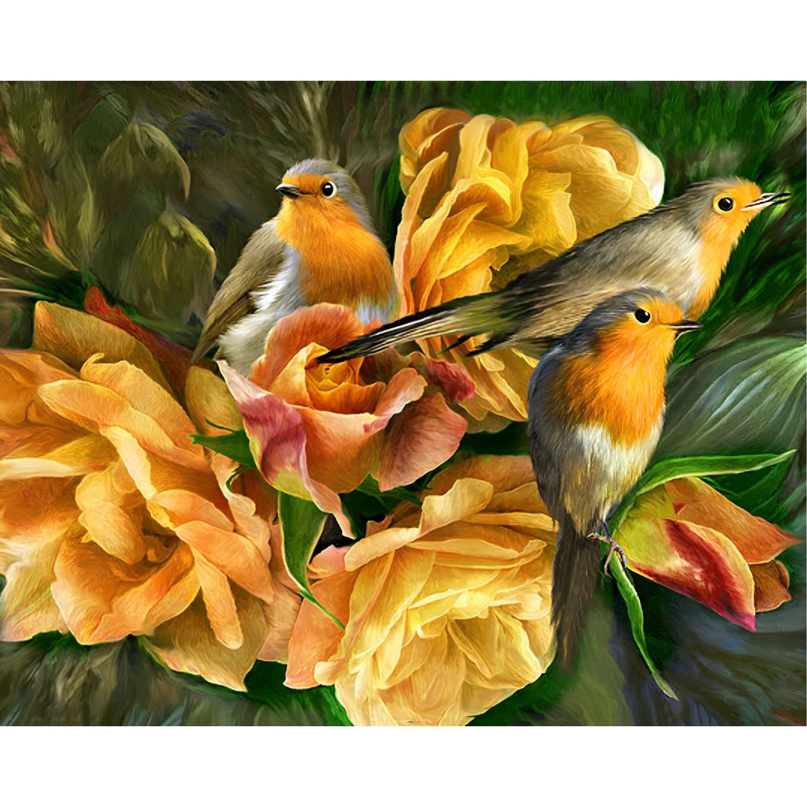 Roses and Birds | Diamond Painting Design - Full Drill Diamond Art with 5d Square or Round Diamonds - AB Drills Available