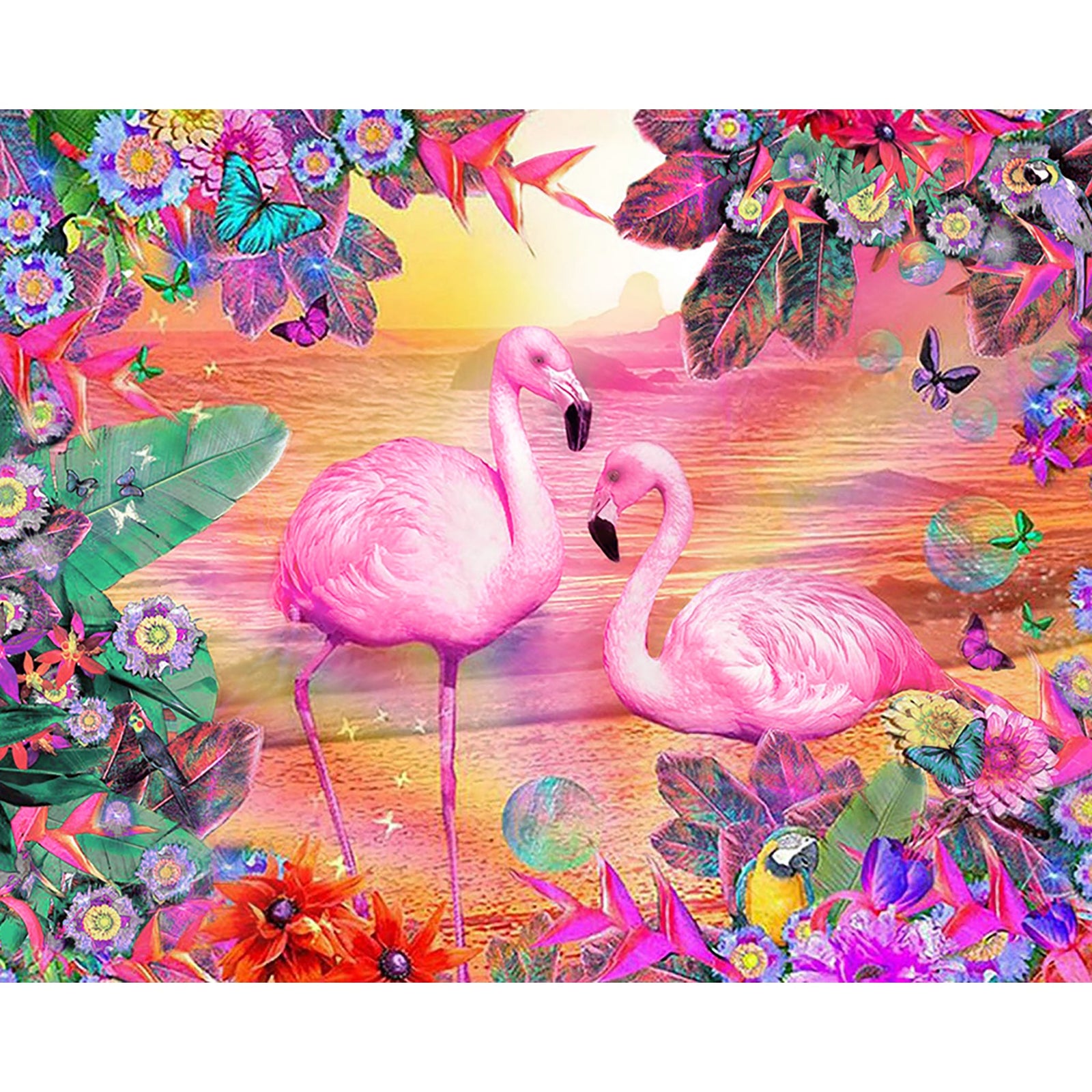 Flamingo Flowers | Diamond Painting Design - Full Drill Diamond Art with 5d Square or Round Diamonds - AB Drills Available