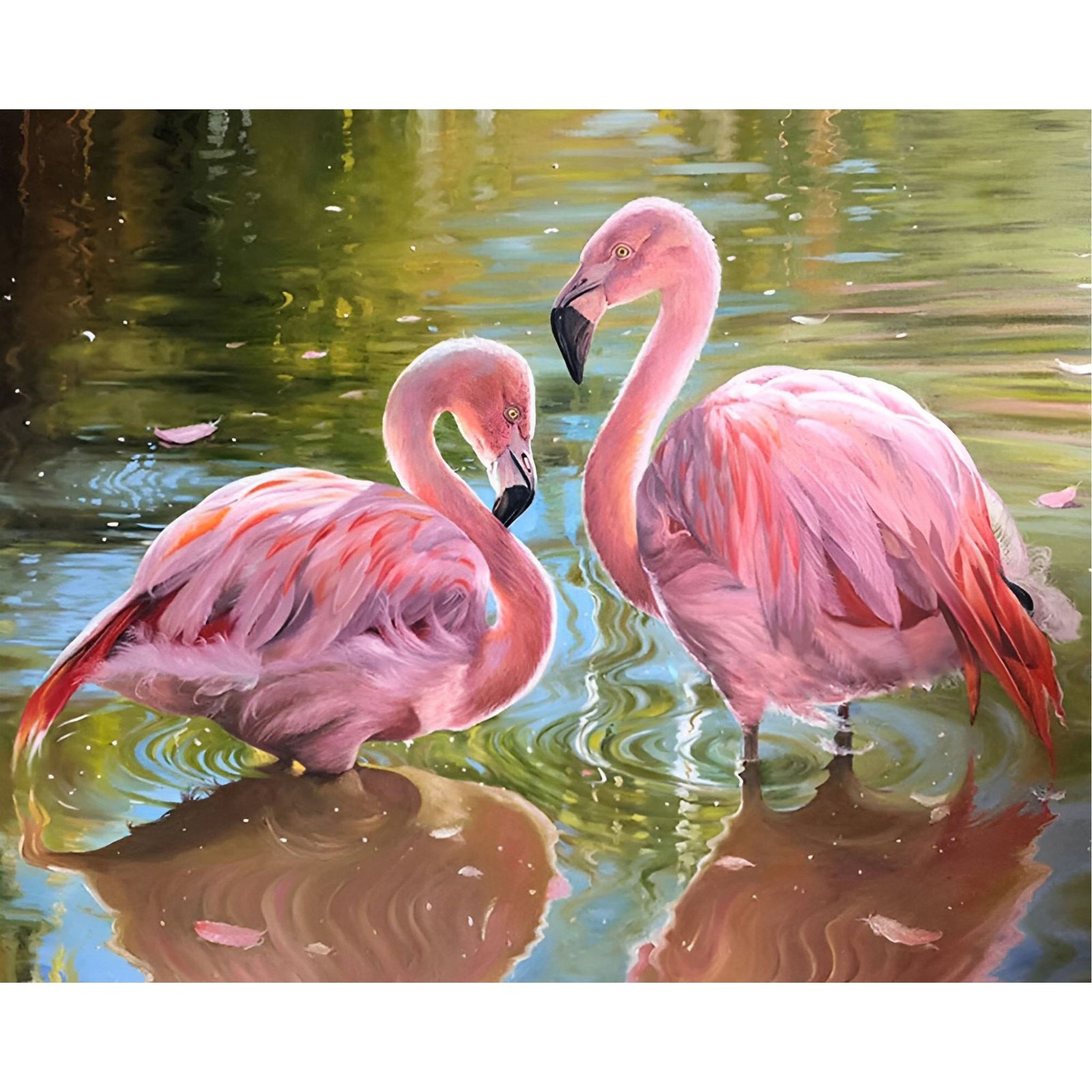 Flamingo on lake | Diamond Painting Design - Full Drill Diamond Art with 5d Square or Round Diamonds - AB Drills Available