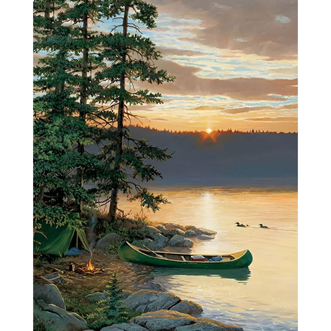 Boats With Sunset | Diamond Painting