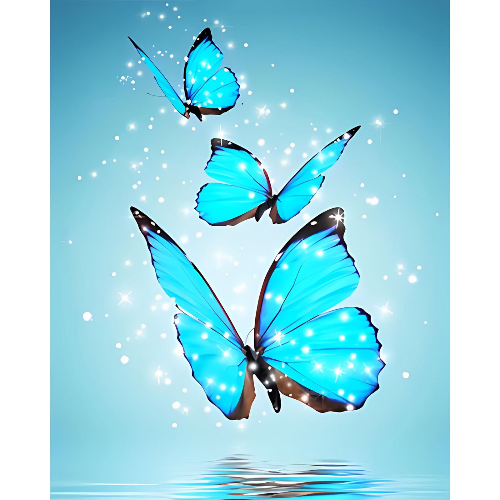 Blue Butterflies | Diamond Painting Design - Full Drill Diamond Art with 5d Square or Round Diamonds - AB Drills Available