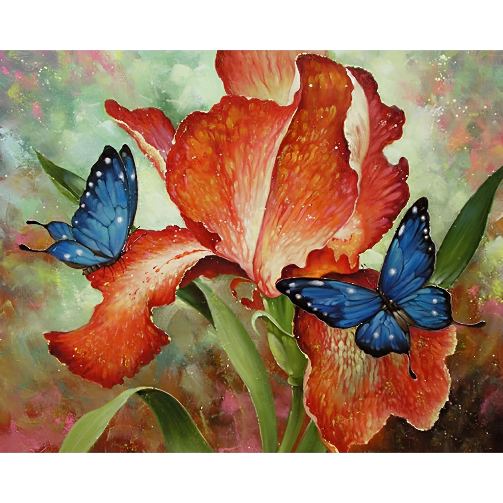 Blue Butterflies and Red Butterflies | Diamond Painting Design - Full Drill Diamond Art with 5d Square or Round Diamonds - AB Drills Available