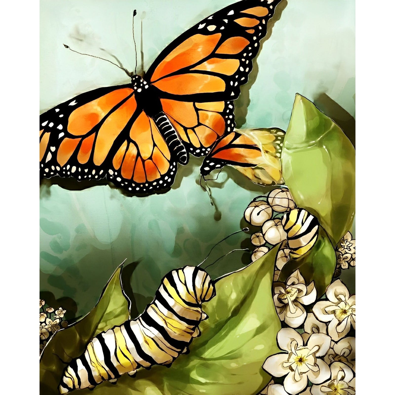 The Metamorphosis of the Monarch Butterfly | Diamond Painting Design - Full Drill Diamond Art with 5d Square or Round Diamonds - AB Drills Available