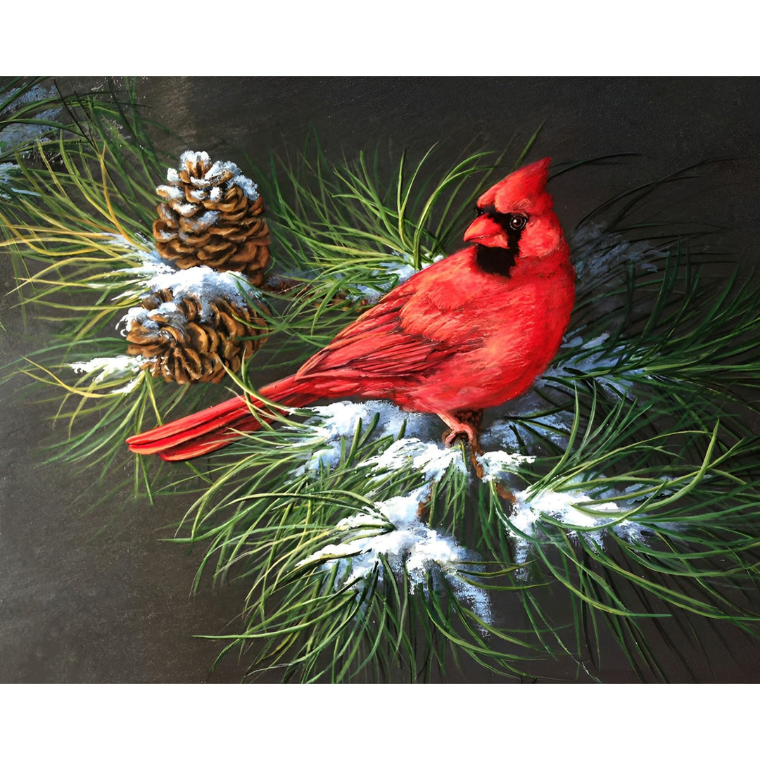 Cardinal Bird And Pinecone | Diamond Painting