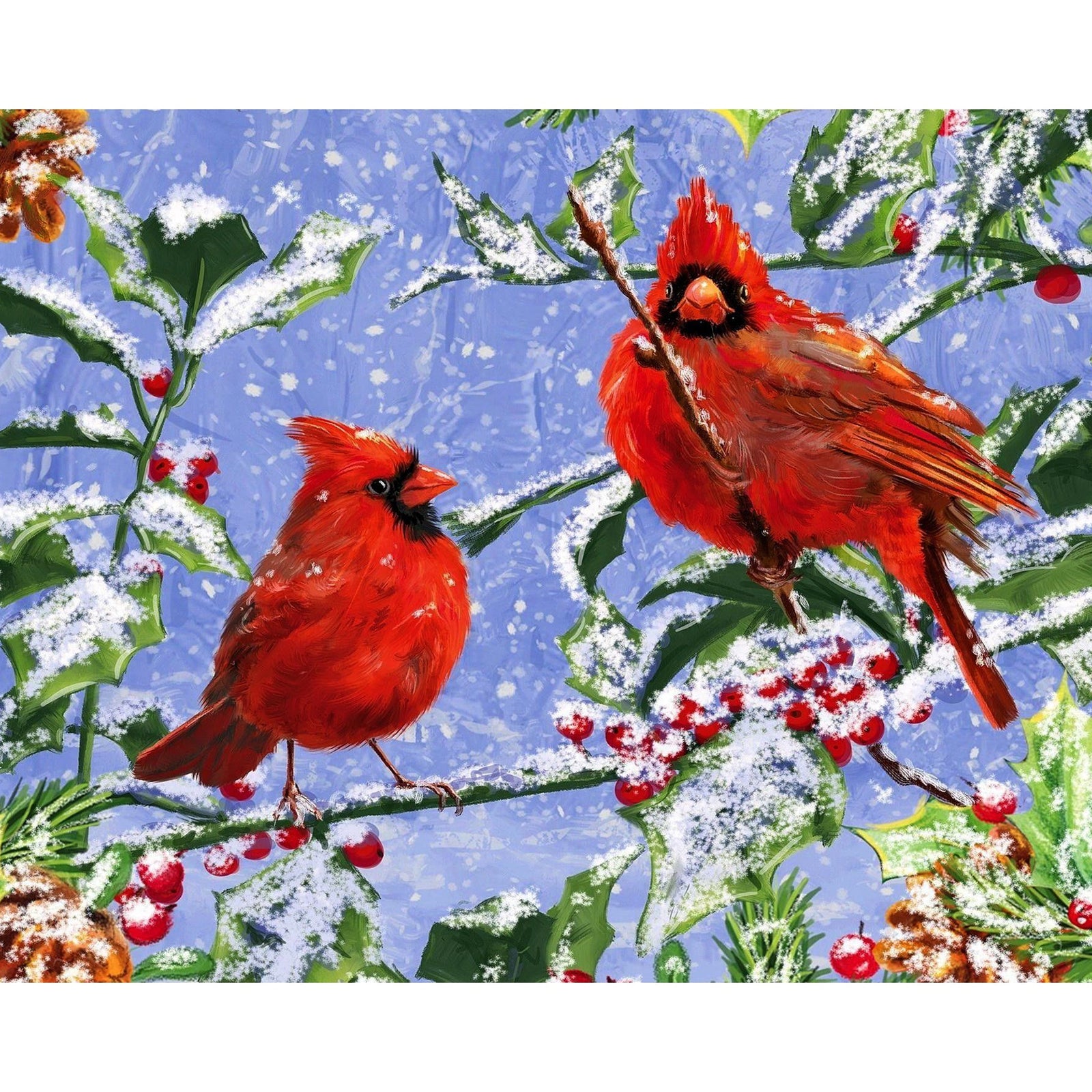 Cardinal Birds Couple | Diamond Painting Design - Full Drill Diamond Art with 5d Square or Round Diamonds - AB Drills Available