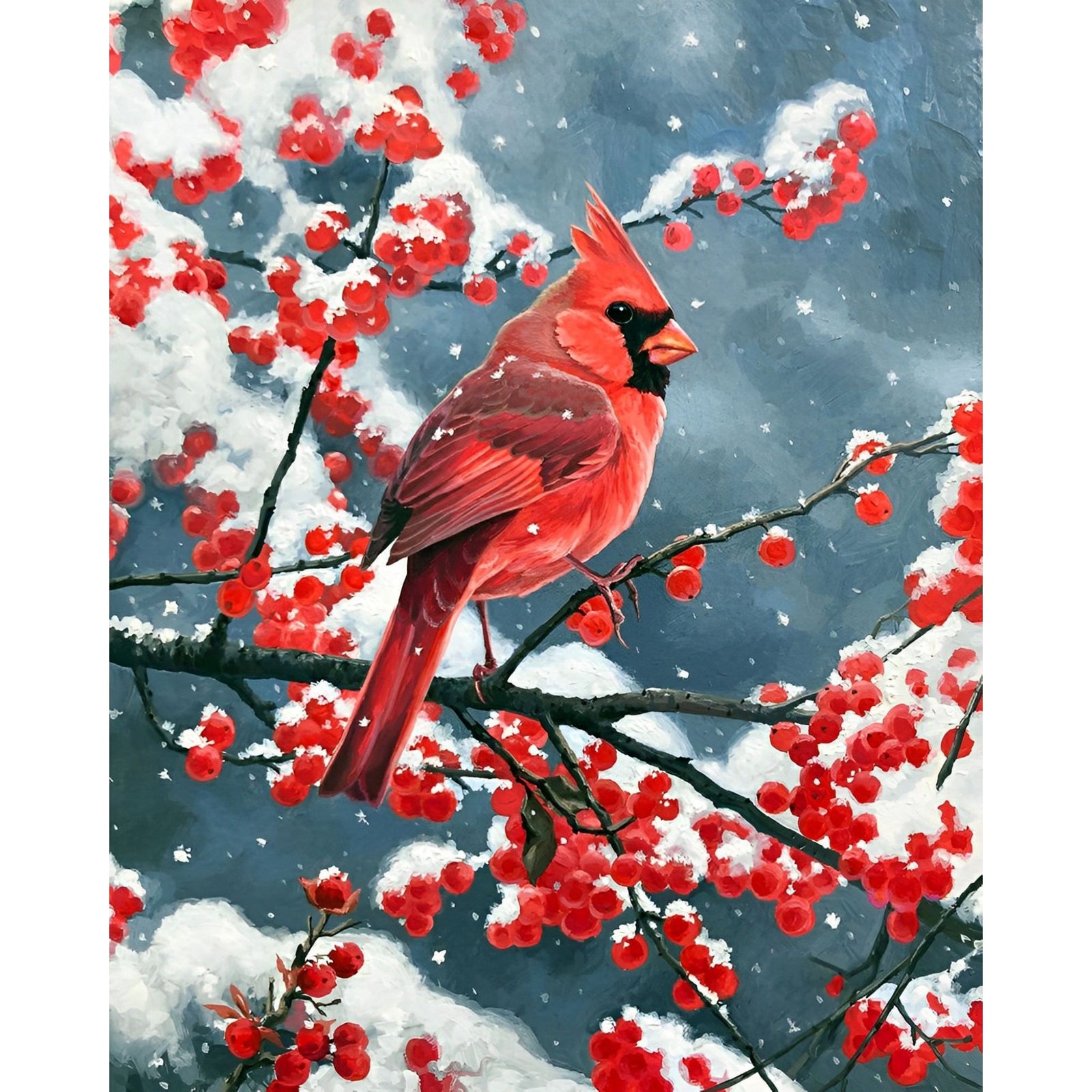 Winter Cardinal | Diamond Painting Design - Full Drill Diamond Art with 5d Square or Round Diamonds - AB Drills Available