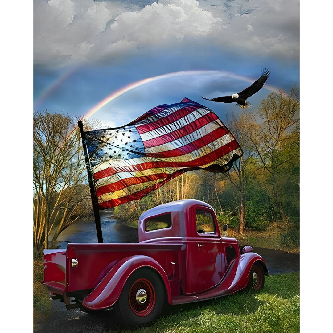 America Flag Car | Diamond Painting