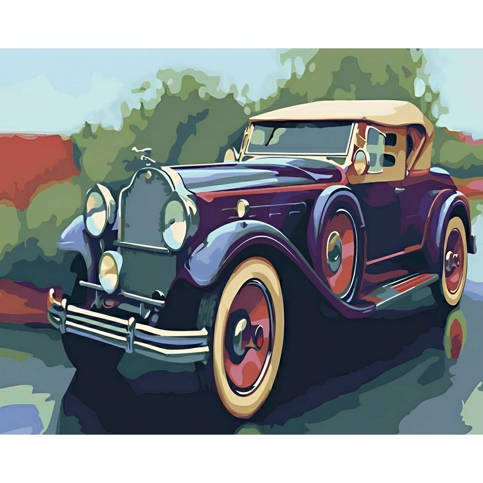 Classic Car | Diamond Painting Design - Full Drill Diamond Art with 5d Square or Round Diamonds - AB Drills Available