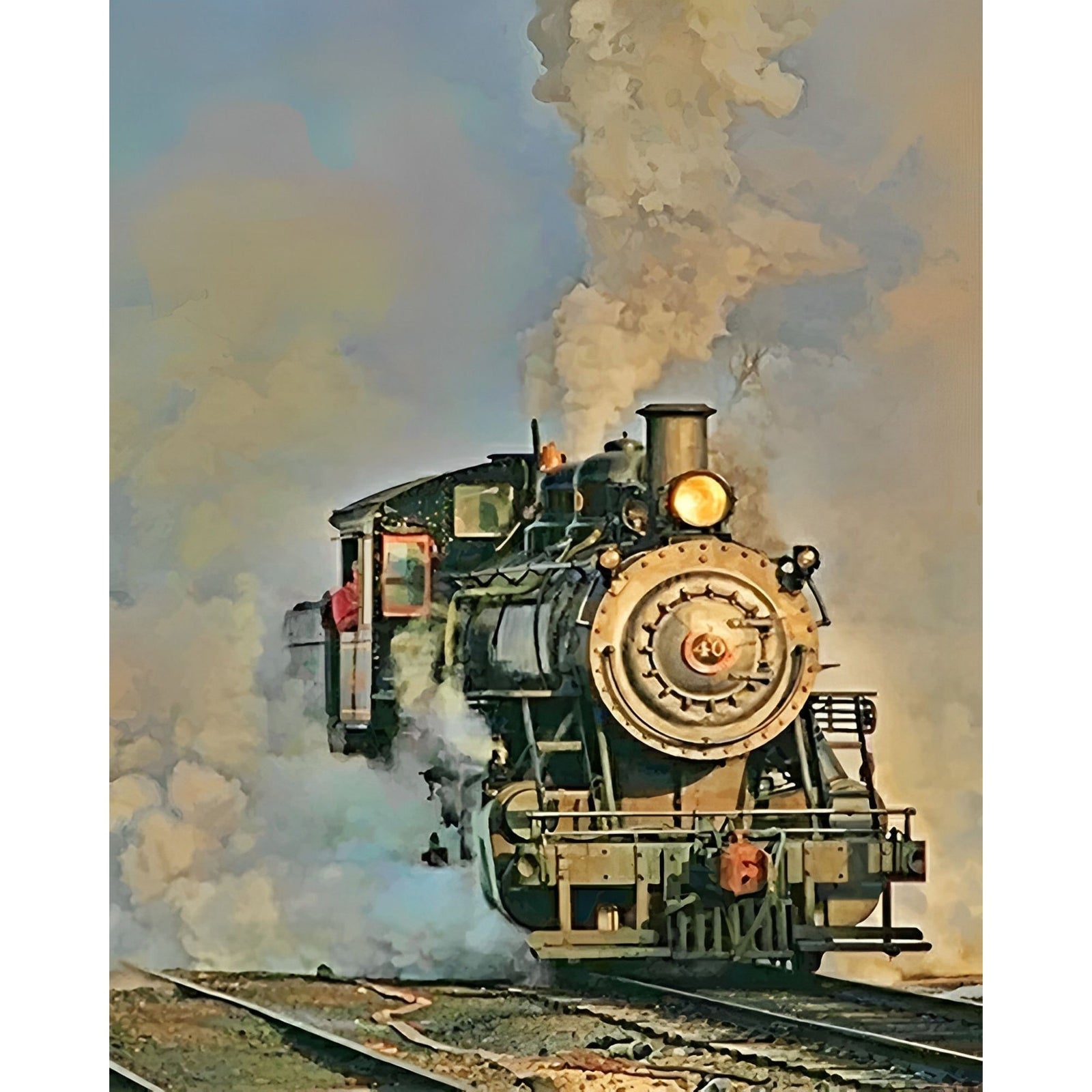 Old Steam Engine Train | Diamond Painting Design - Full Drill Diamond Art with 5d Square or Round Diamonds - AB Drills Available