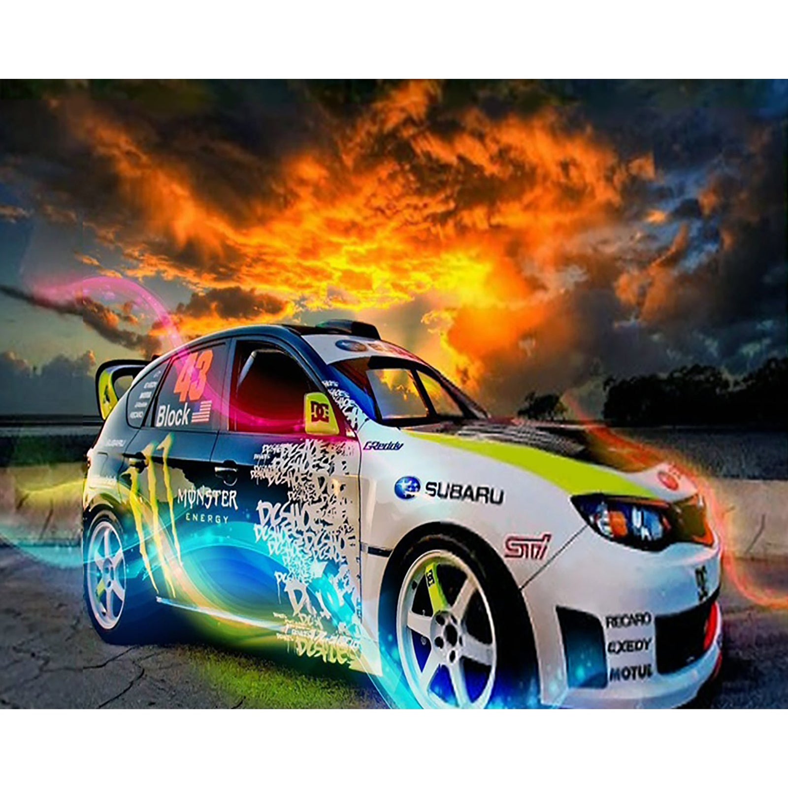 Sport Car on Fire | Diamond Painting Design - Full Drill Diamond Art with 5d Square or Round Diamonds - AB Drills Available