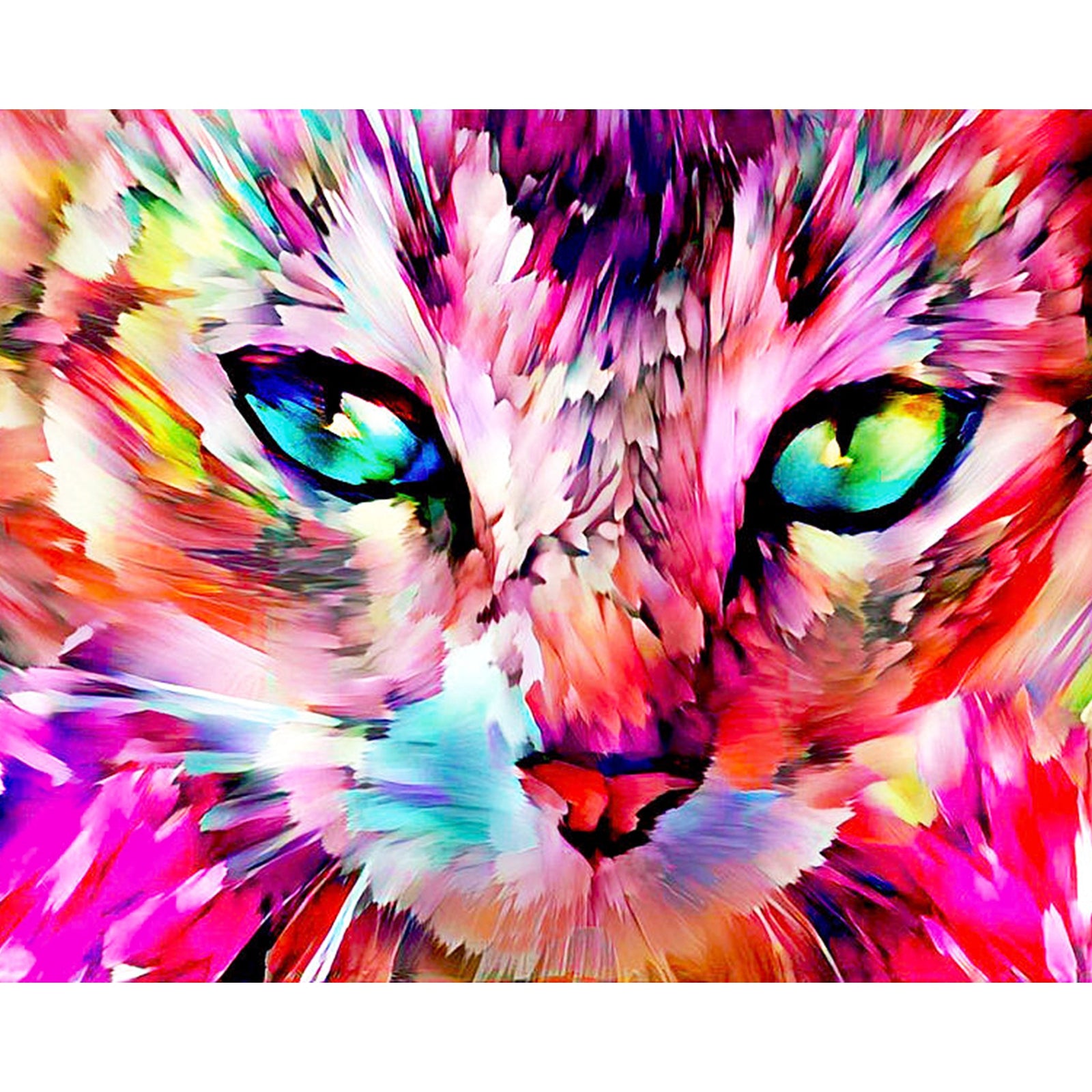 Colorful Abstract Tabby Cat | Diamond Painting Design - Full Drill Diamond Art with 5d Square or Round Diamonds - AB Drills Available