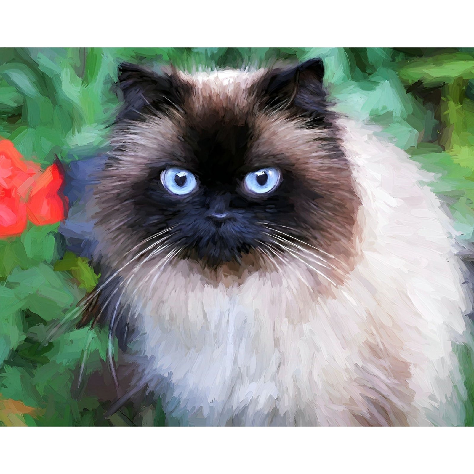 Fluffy Siamese Cat | Diamond Painting Design - Full Drill Diamond Art with 5d Square or Round Diamonds - AB Drills Available