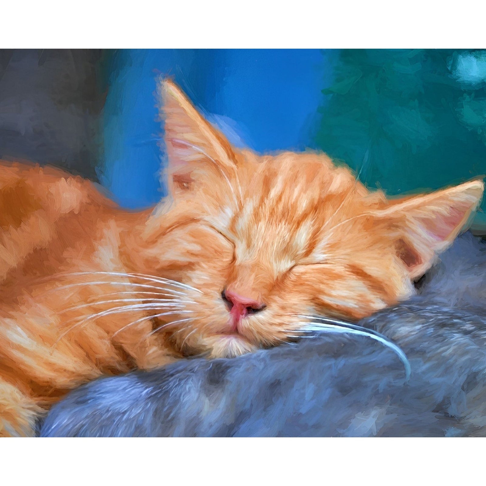 Sleeping Orange Tabby Cat | Diamond Painting Design - Full Drill Diamond Art with 5d Square or Round Diamonds - AB Drills Available