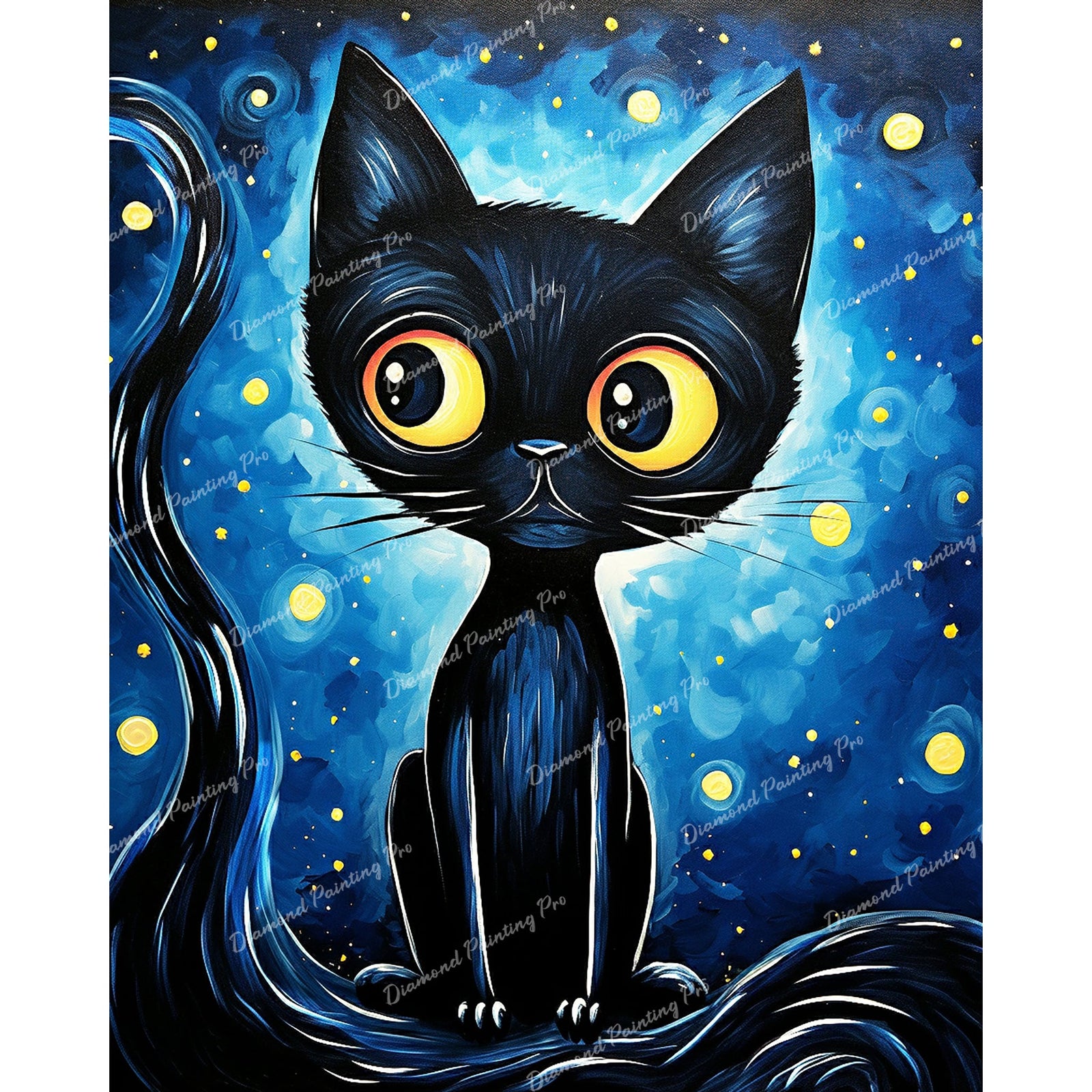 Starry Sky Cat | Diamond Painting Design - Full Drill Diamond Art with 5d Square or Round Diamonds - AB Drills Available