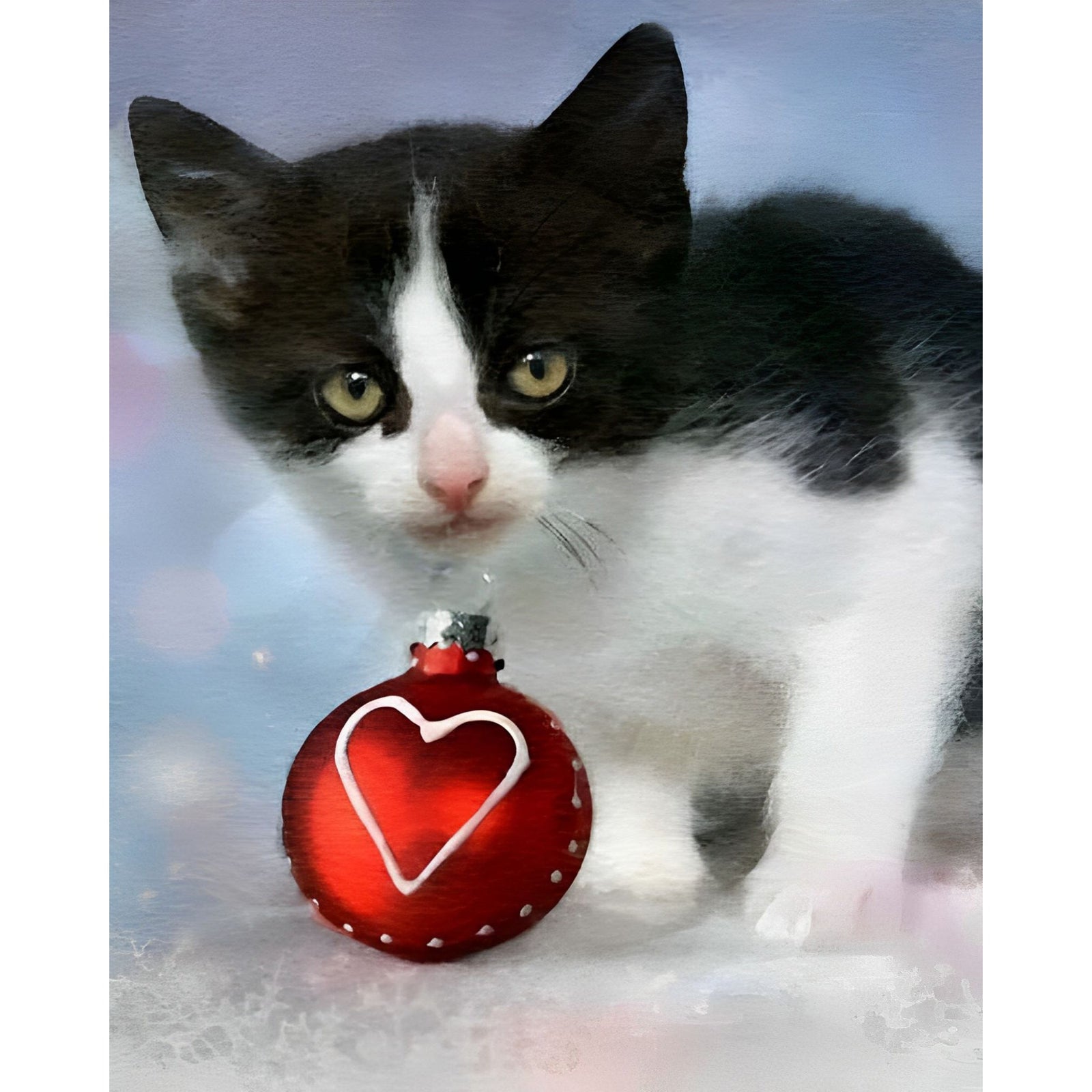 Christmas Kitty Watercolor | Diamond Painting Design - Full Drill Diamond Art with 5d Square or Round Diamonds - AB Drills Available