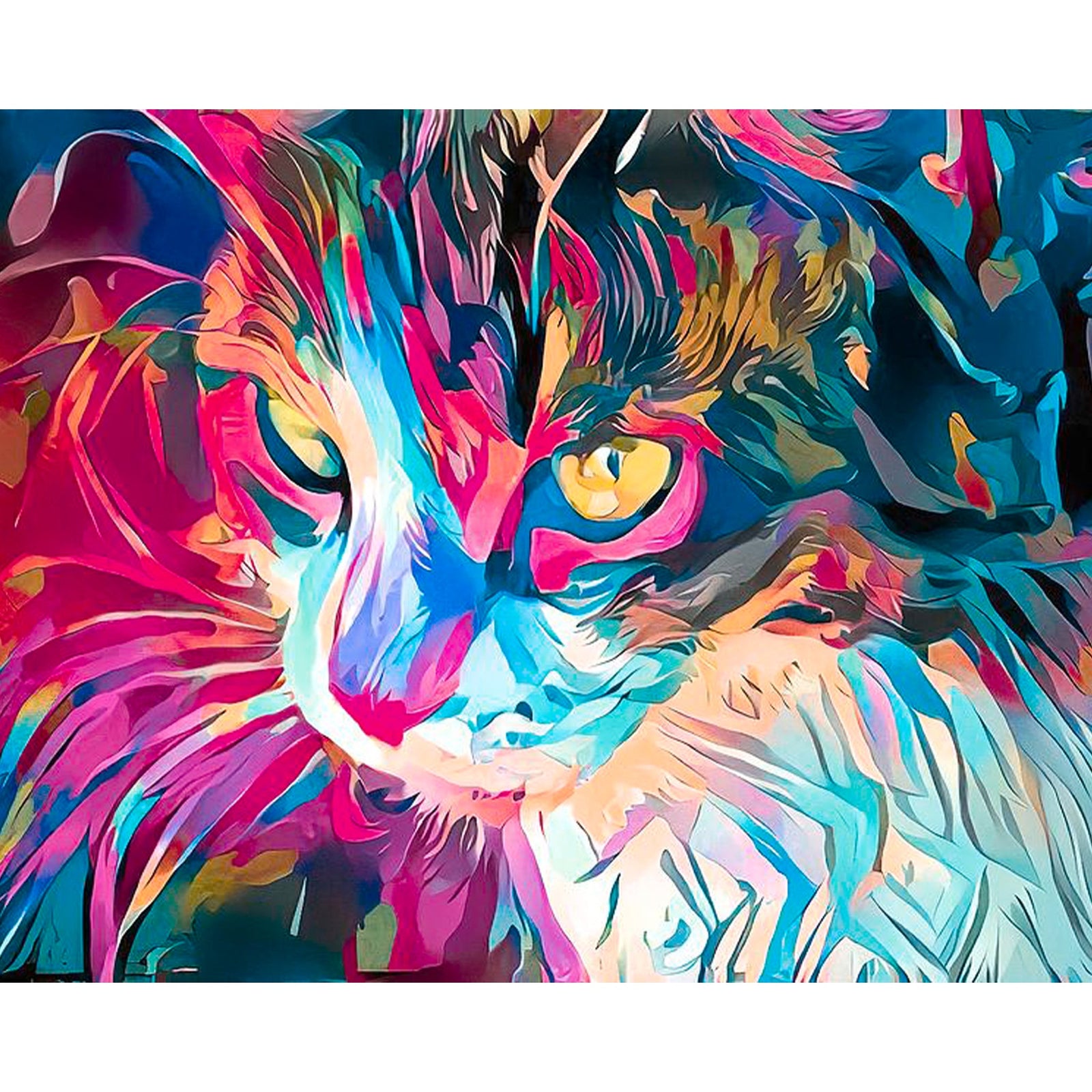 Kitty Abstract | Diamond Painting Design - Full Drill Diamond Art with 5d Square or Round Diamonds - AB Drills Available