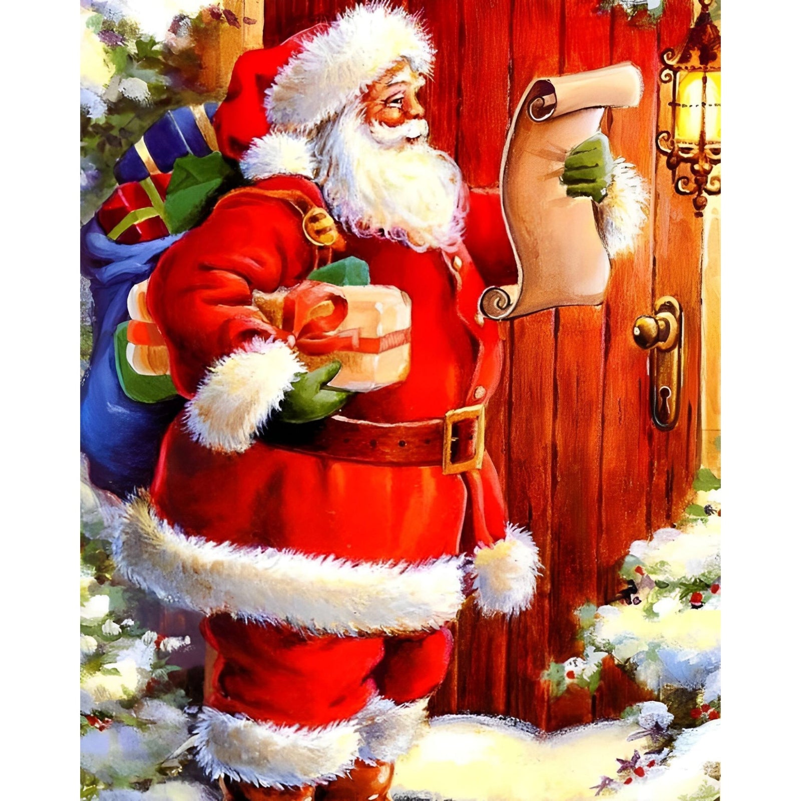 Christmas Santa with Gift Lists | Diamond Painting Design - Full Drill Diamond Art with 5d Square or Round Diamonds - AB Drills Available