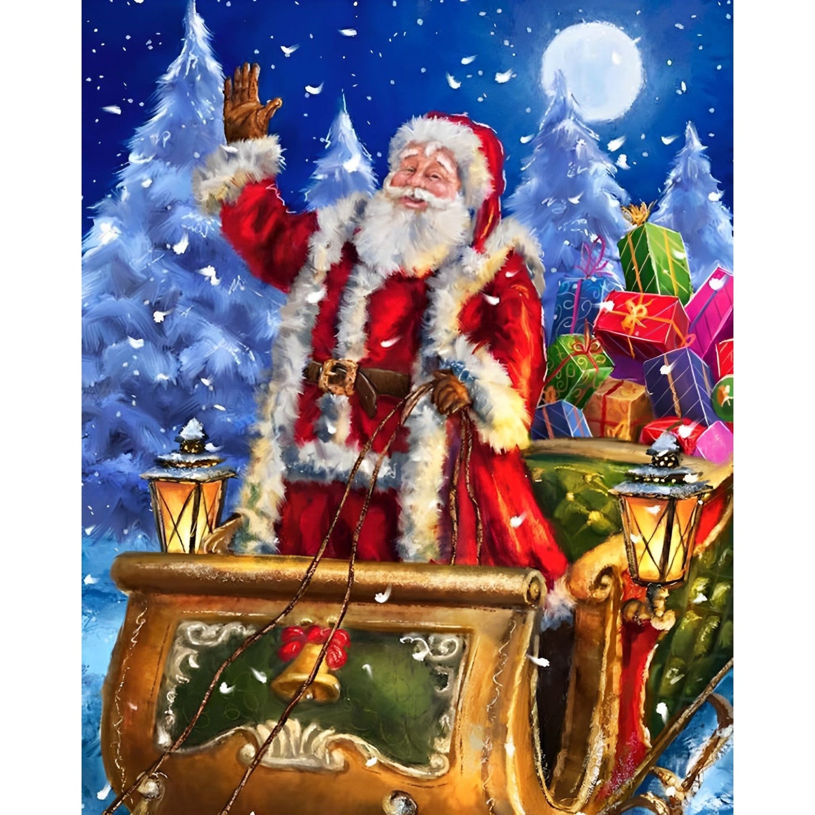 Christmas Santa with Gifts on Sleigh | Diamond Painting Design - Full Drill Diamond Art with 5d Square or Round Diamonds - AB Drills Available