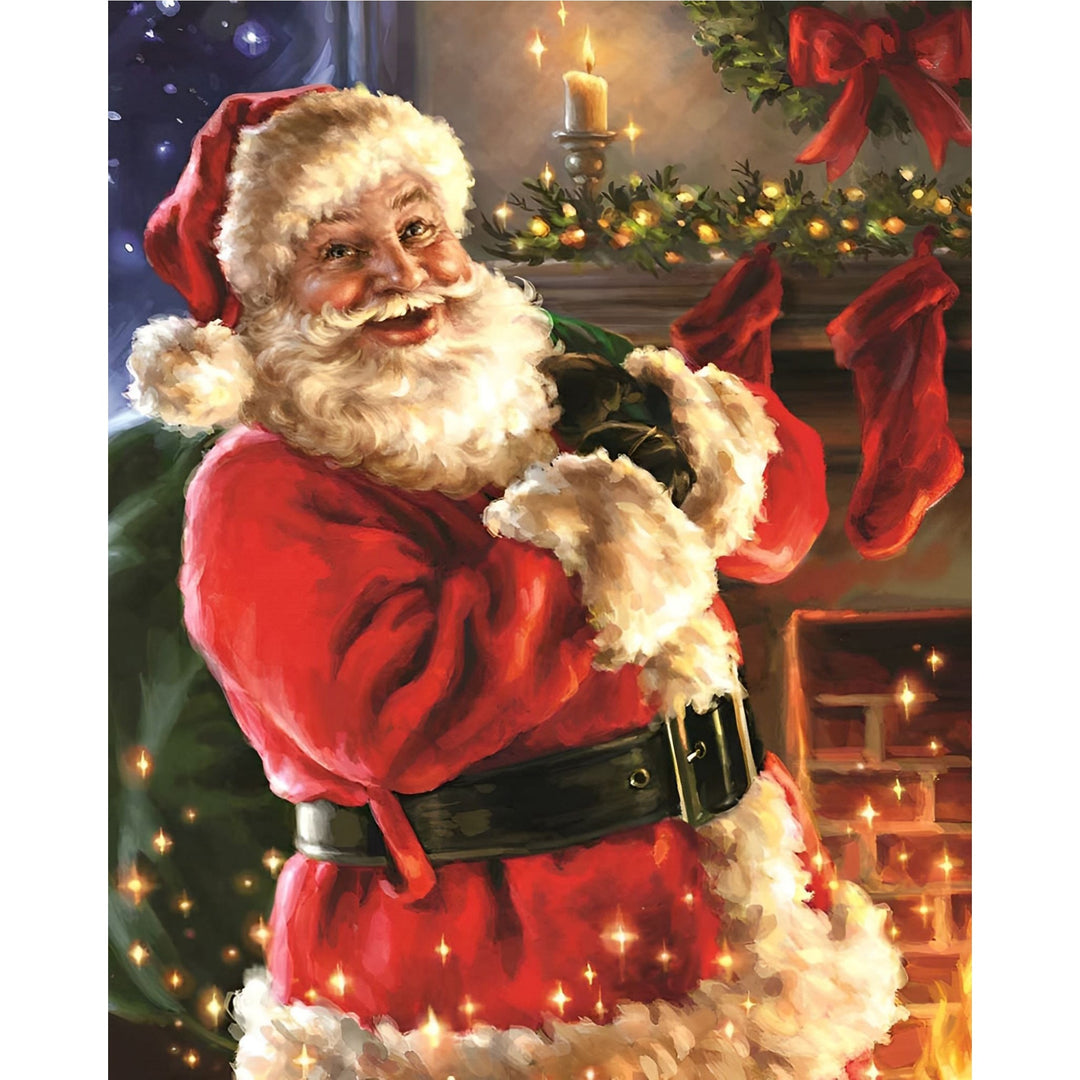 Christmas Santa at Fireplace | Diamond Painting